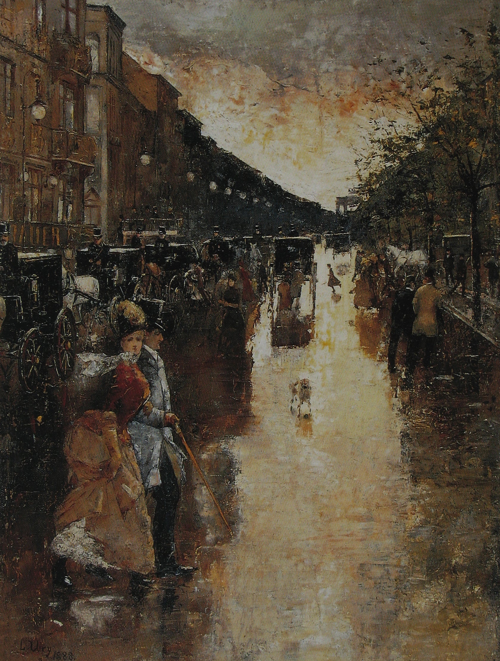 Unter den Linden après la pluie - Lesser Ury