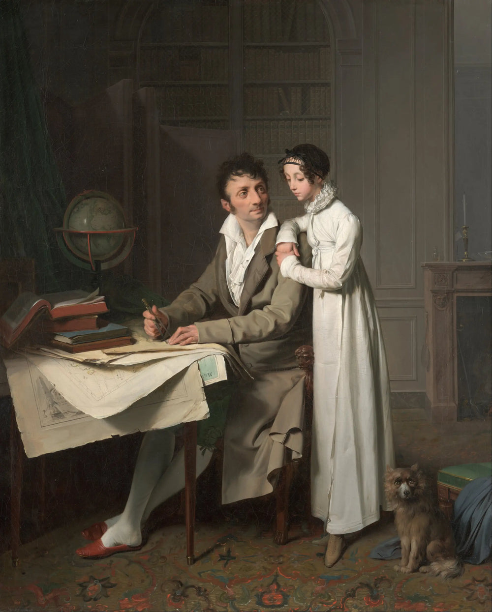 M. G*** donnant une leçon de géographie à sa fille - Louis-Léopold Boilly - Alpha Reproduction