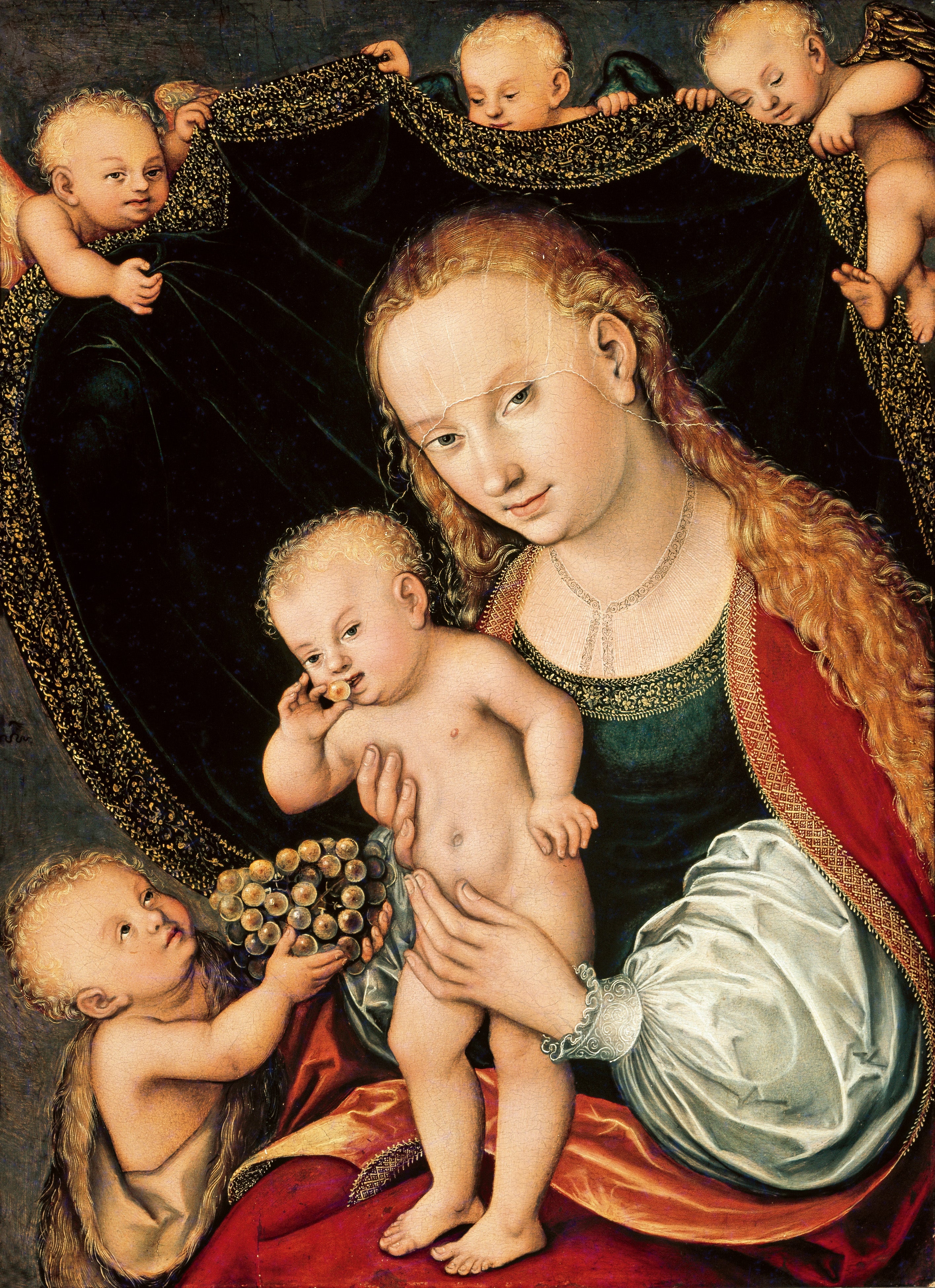 La Vierge à l'Enfant avec le petit Jean Baptiste et des anges - Lucas Cranach the Elder