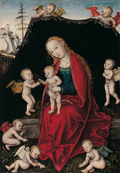 Marie avec l'enfant entourée d'anges - Lucas Cranach the Elder
