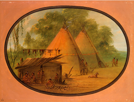Fabrication de pointes de flèches en silex - Apaches - George Catlin