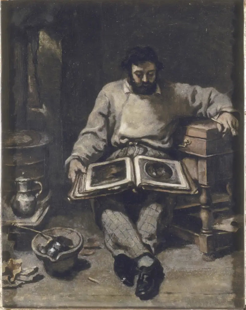 Марк Трападу, рассматривающий книгу гравюр - Гюстав Курбе