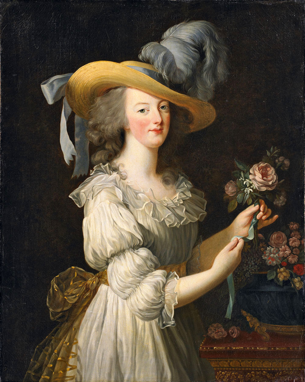 Мария-Антуанетта с розой – Элизабет Луиза Виже-Лебрен (1783)