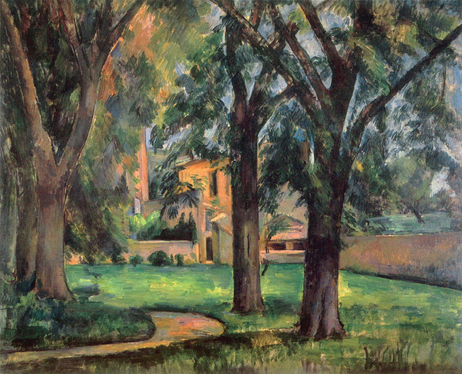 Reproduction du tableau « Marronniers et ferme du Jas de Bouffan - Paul Cézanne » par Alpha Reproduction en peinture à l’huile