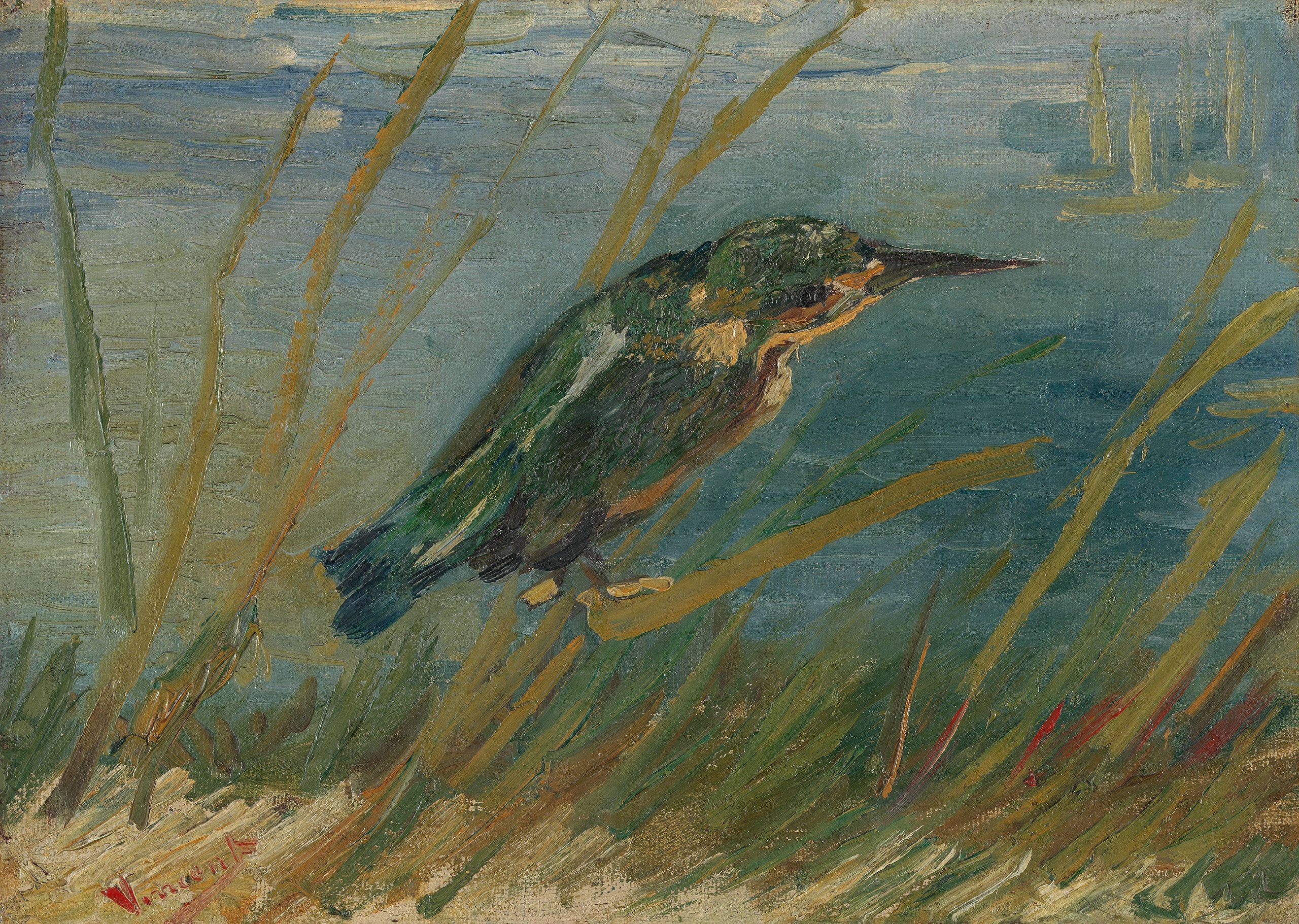 Reproduction du tableau « Martin-pêcheur au bord de l'eau - Vincent van Gogh » par Alpha Reproduction en peinture à l’huile