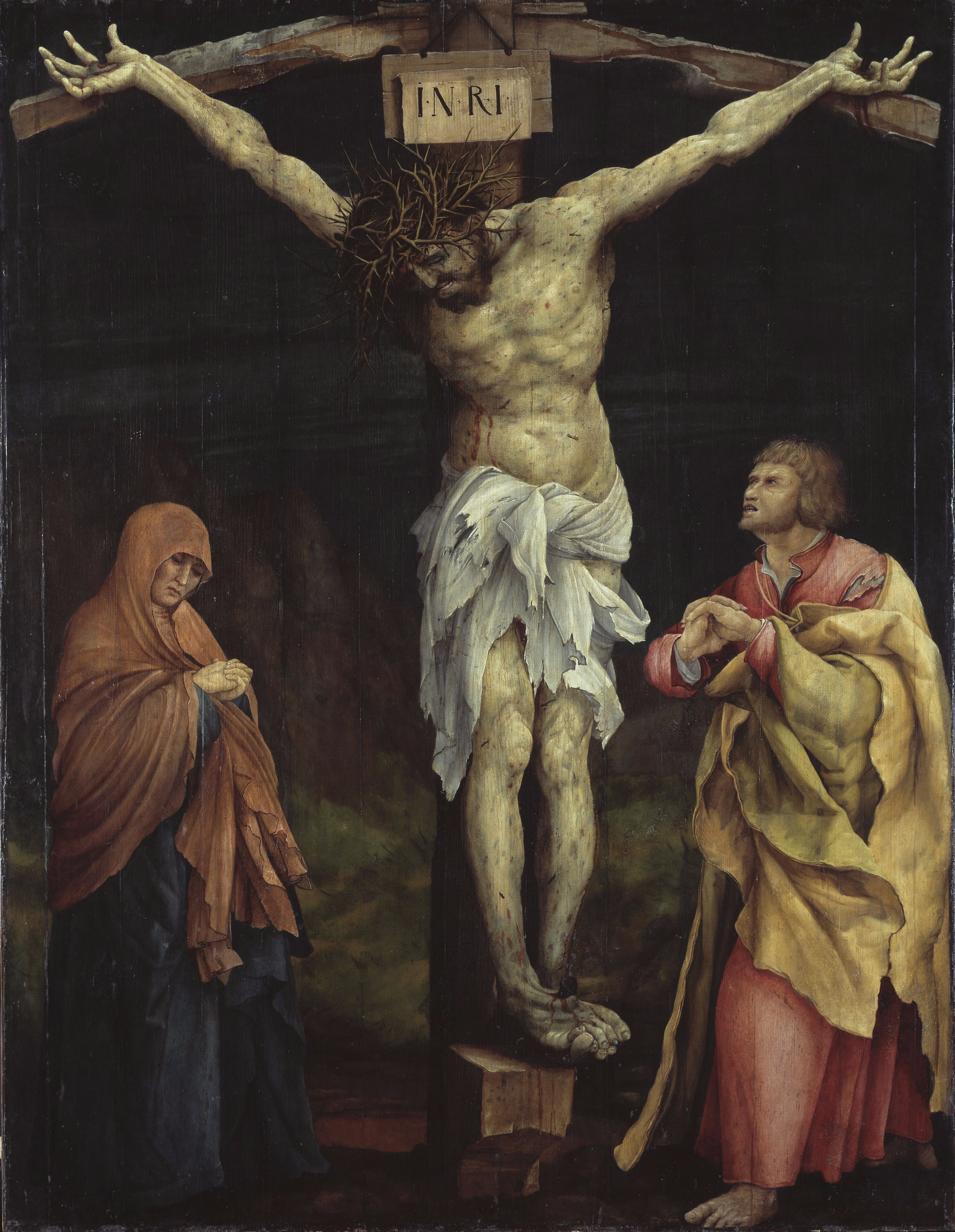 Retable de Tauberbischofsheim: Le Christ en croix avec Marie et saint Jean - Matthias Grünewald - Alpha Reproduction
