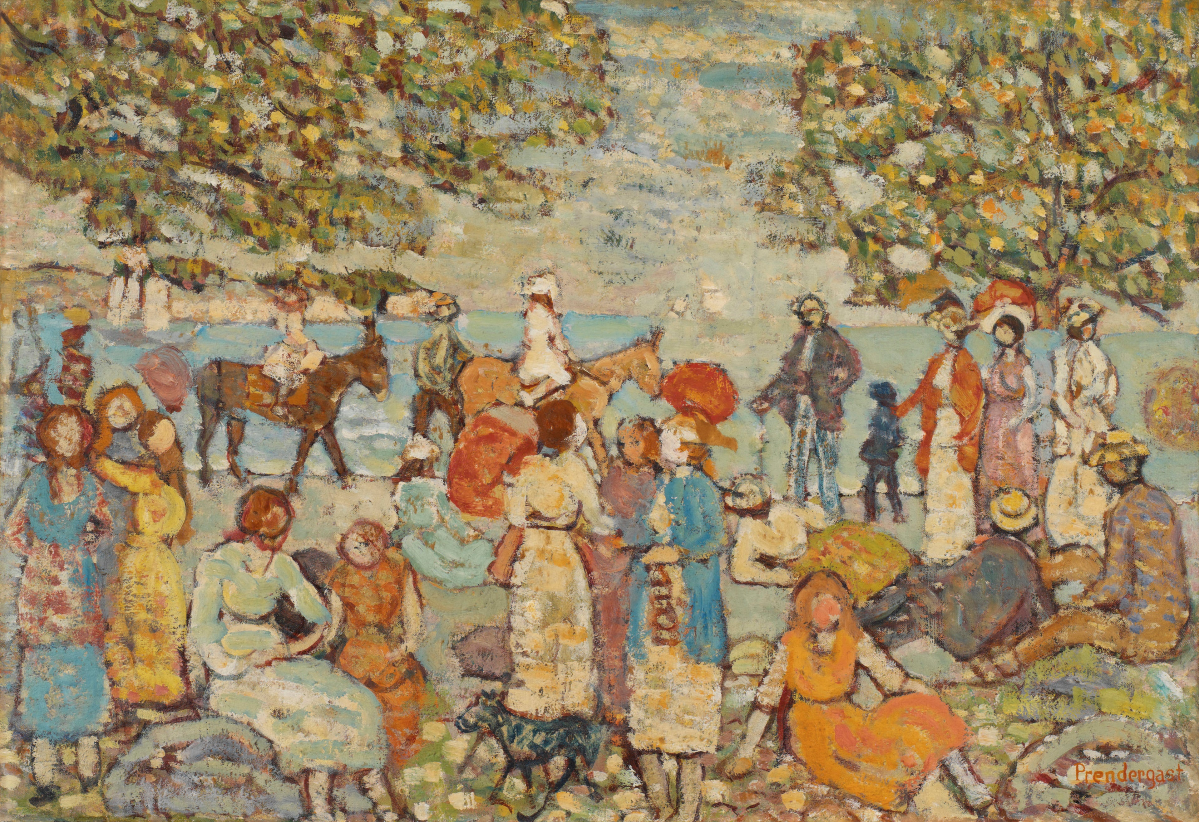 Scène de plage avec des ânes (ou des mules) - Maurice Prendergast - Alpha Reproduction