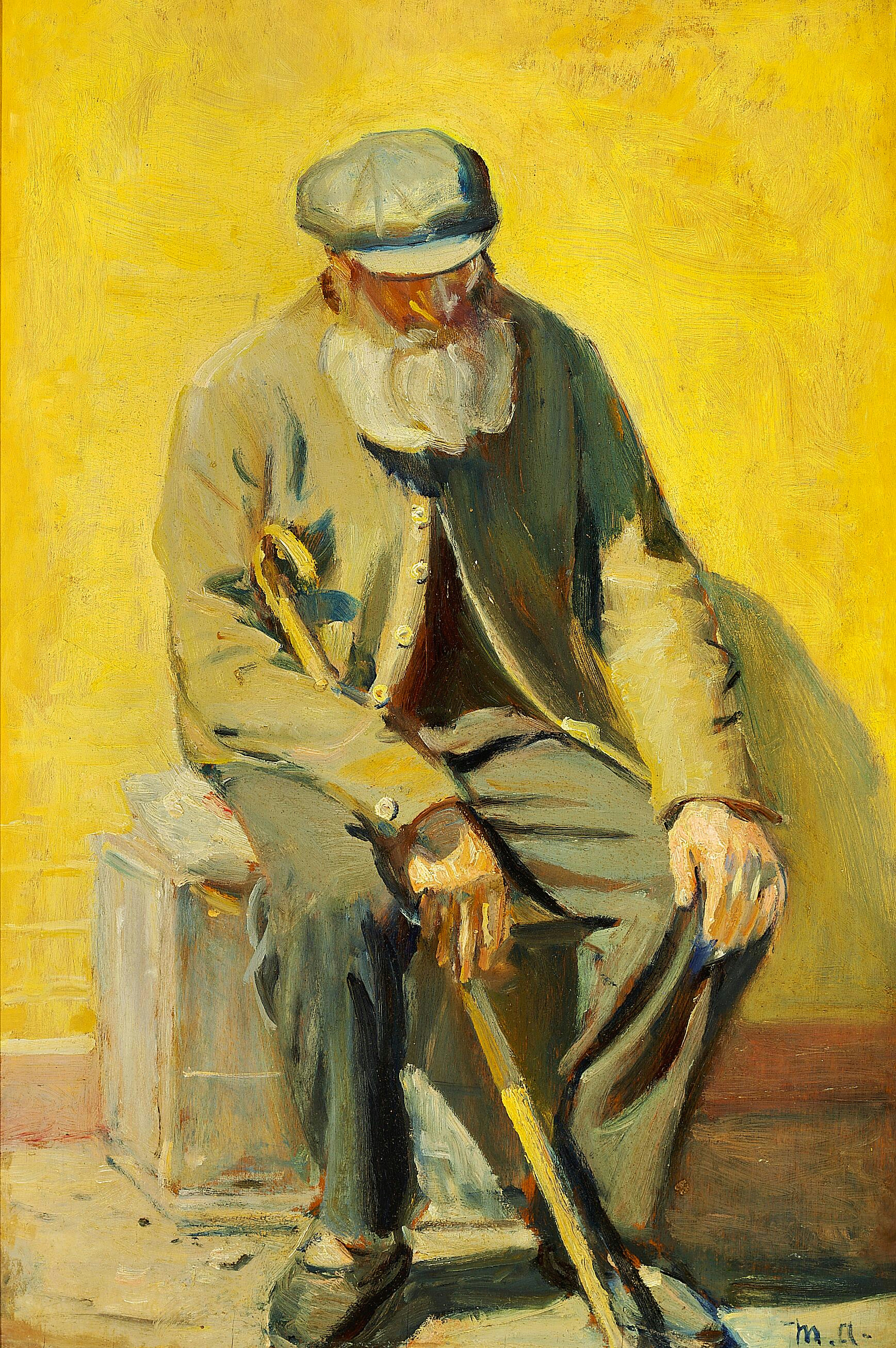 Un vieil homme se reposant au soleil. - Michael Peter Ancher - Alpha Reproduction