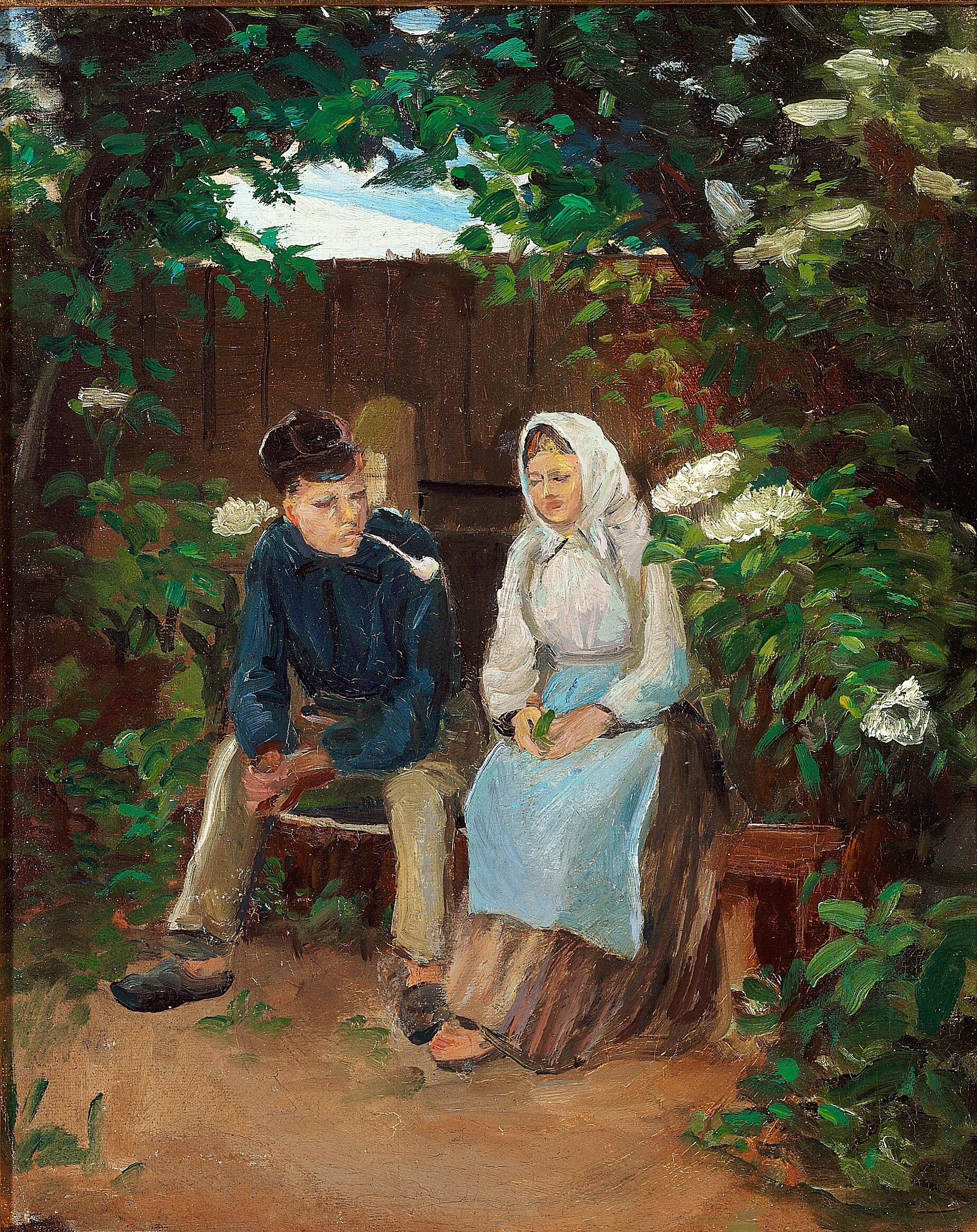 Deux amoureux sur un banc. - Michael Peter Ancher - Alpha Reproduction