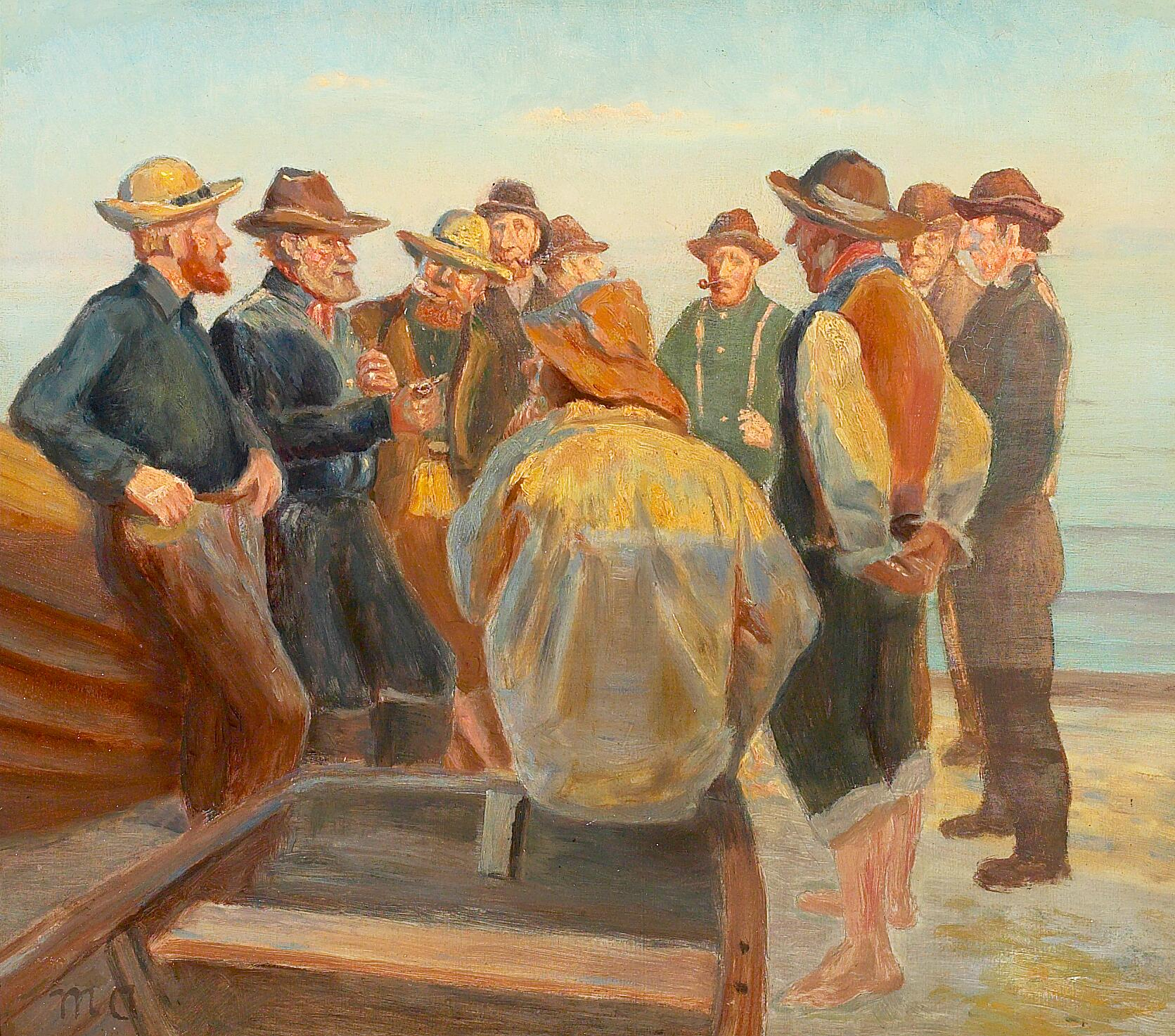 Pêcheurs en bord de mer par une soirée d’été. Étude. - Michael Peter Ancher - Alpha Reproduction