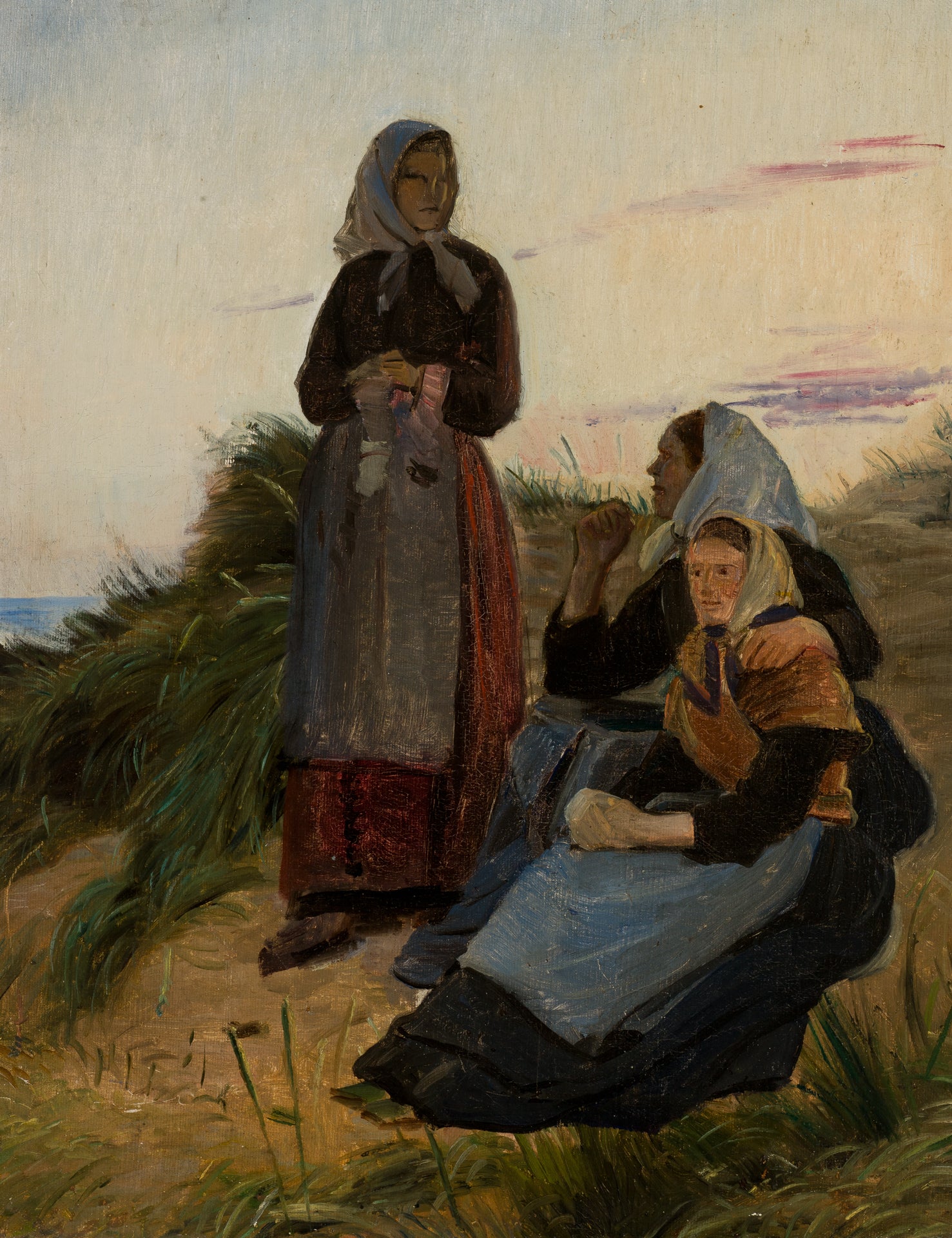 Filles de pêcheurs sur Sladrebakken. Étude. - Michael Peter Ancher - Alpha Reproduction