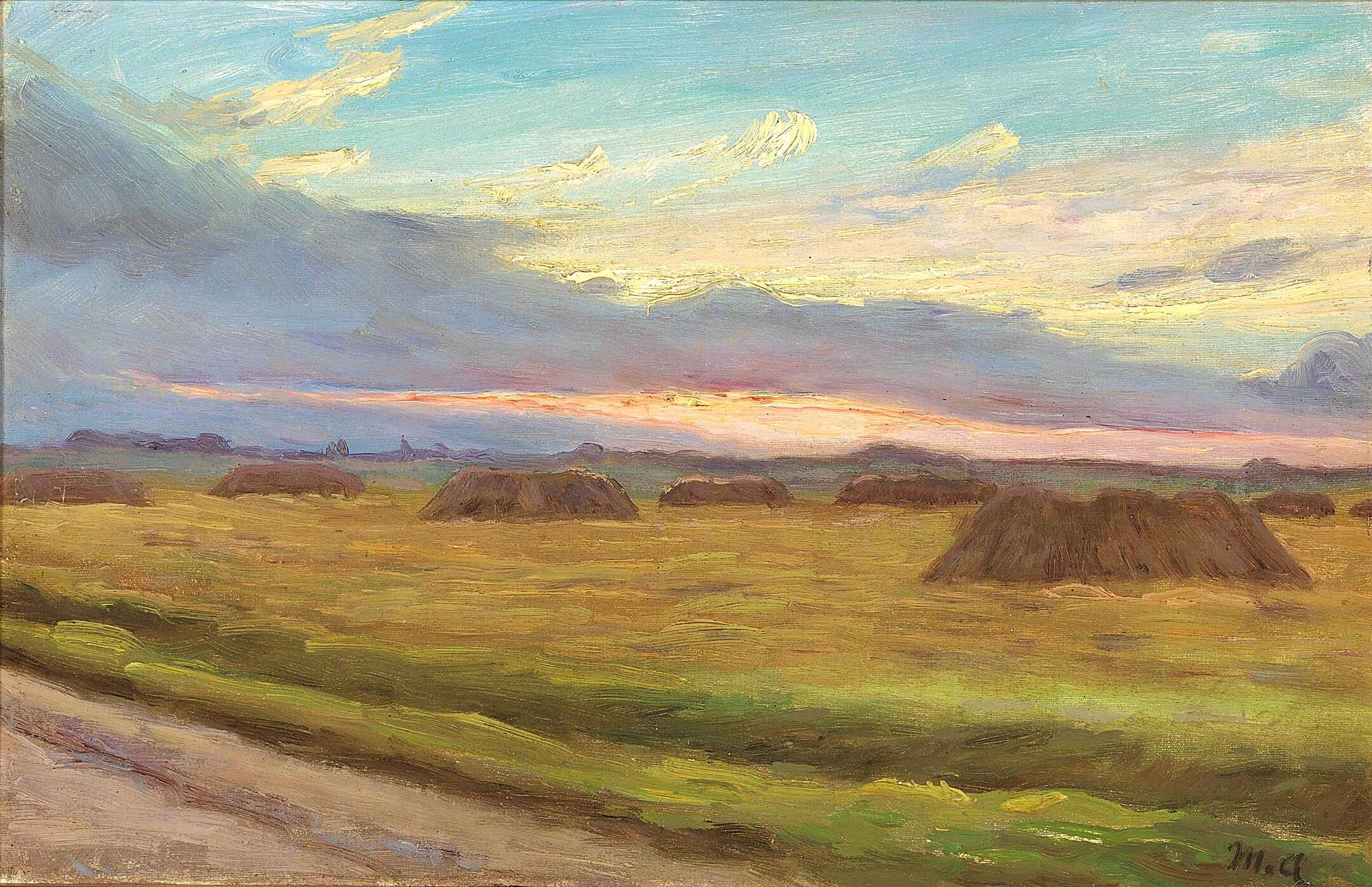 Coucher de soleil sur un paysage de moisson à Skagen. - Michael Peter Ancher - Alpha Reproduction