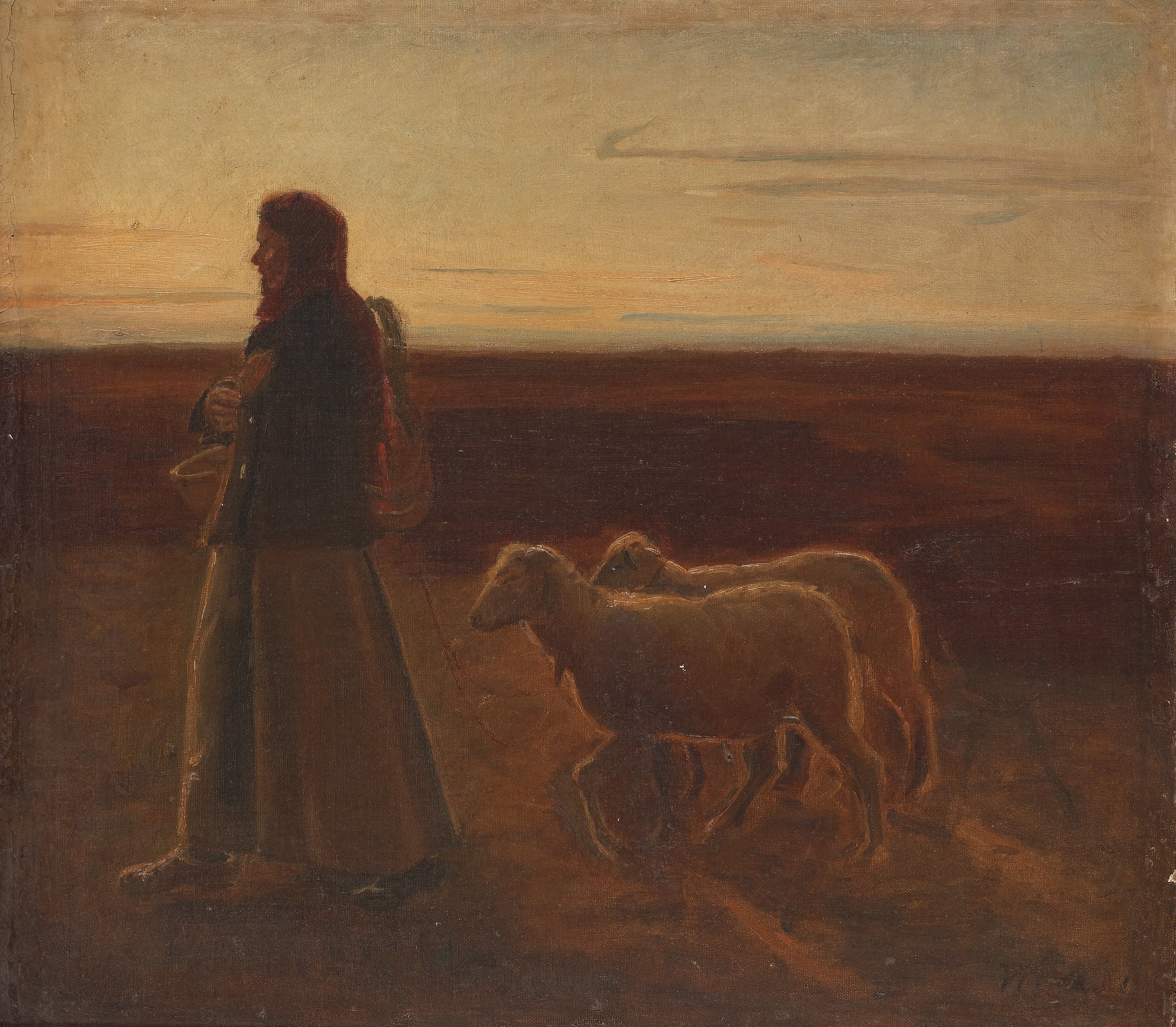 Femme avec des moutons. - Michael Peter Ancher - Alpha Reproduction