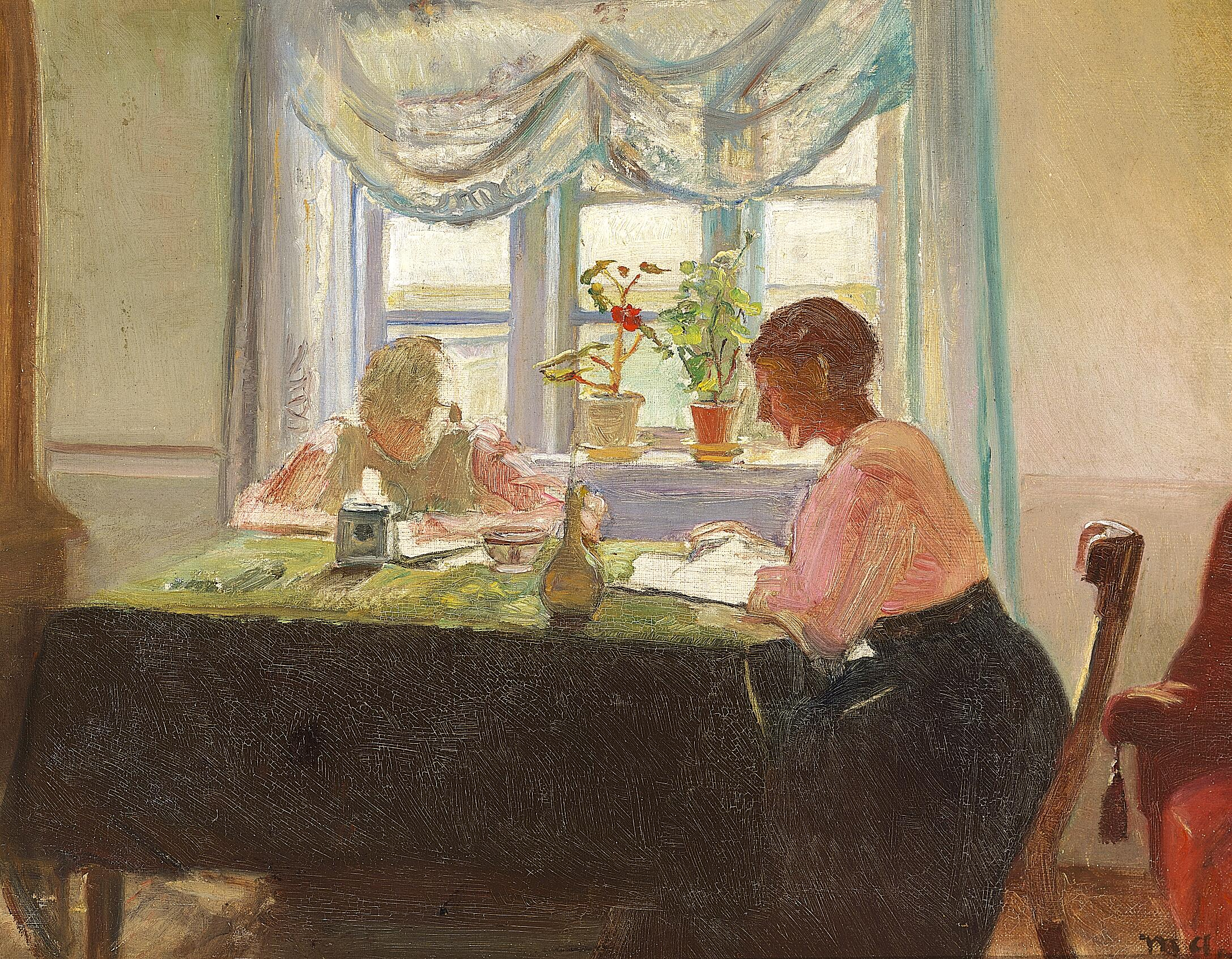 Je fais mes devoirs près de la fenêtre. - Michael Peter Ancher - Alpha Reproduction