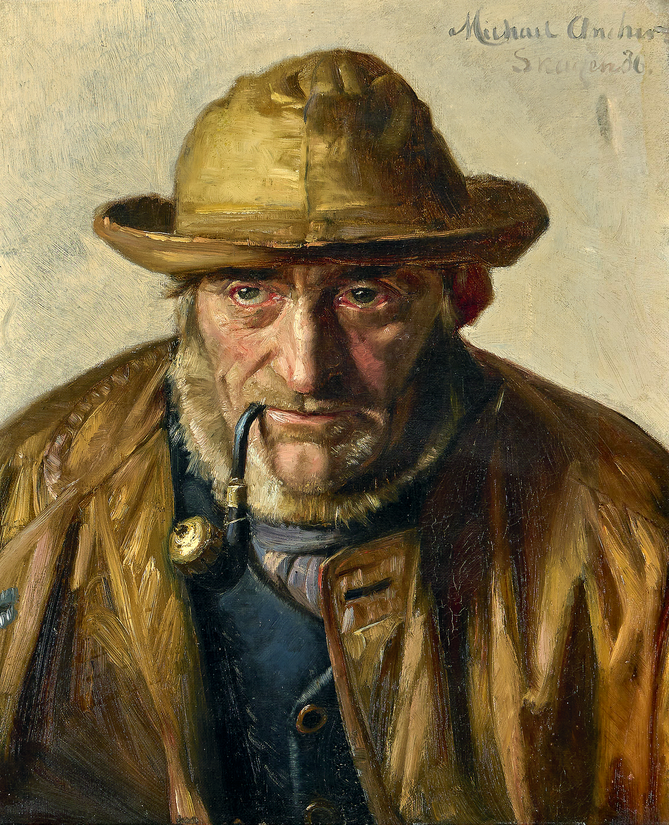 Un pêcheur de Skagen fumant la pipe. 1886. - Michael Peter Ancher - Alpha Reproduction