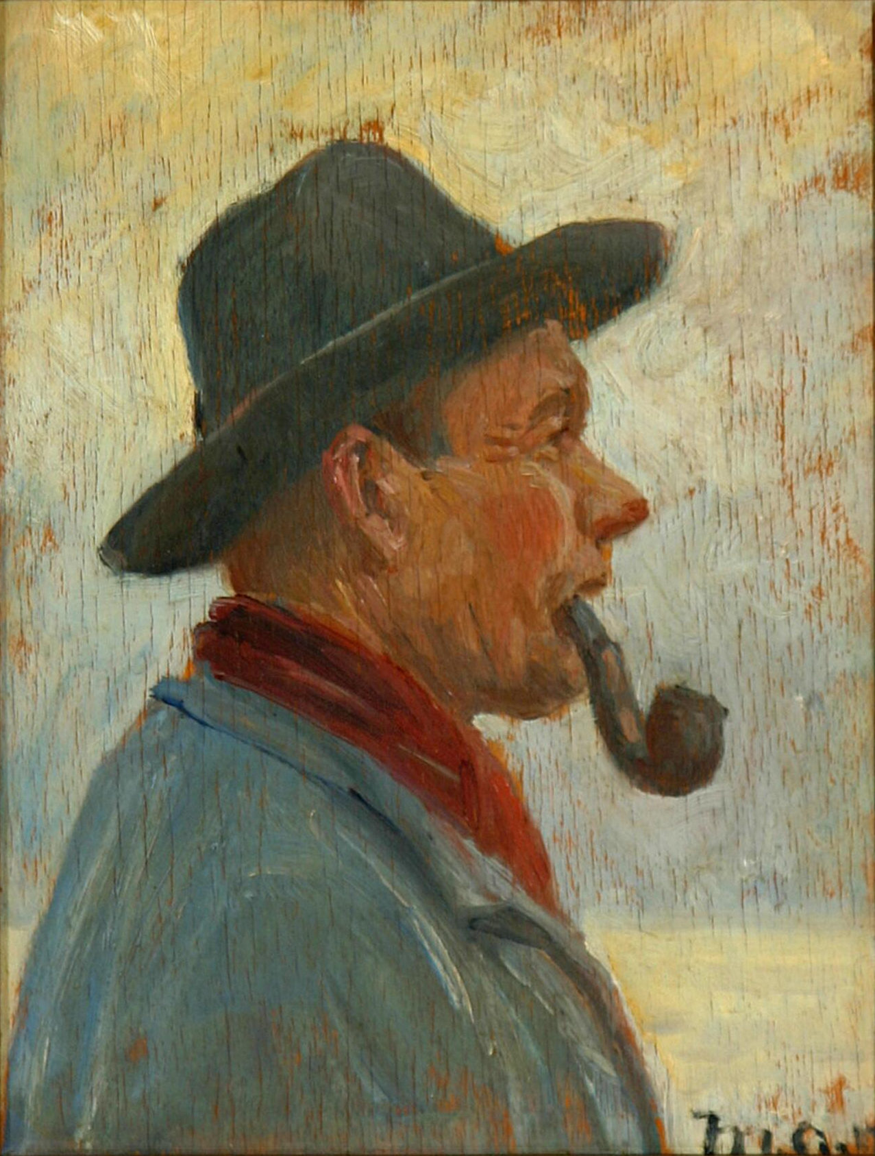 Un pêcheur fumant la pipe. (Peinture de M. Ancher) - Michael Peter Ancher