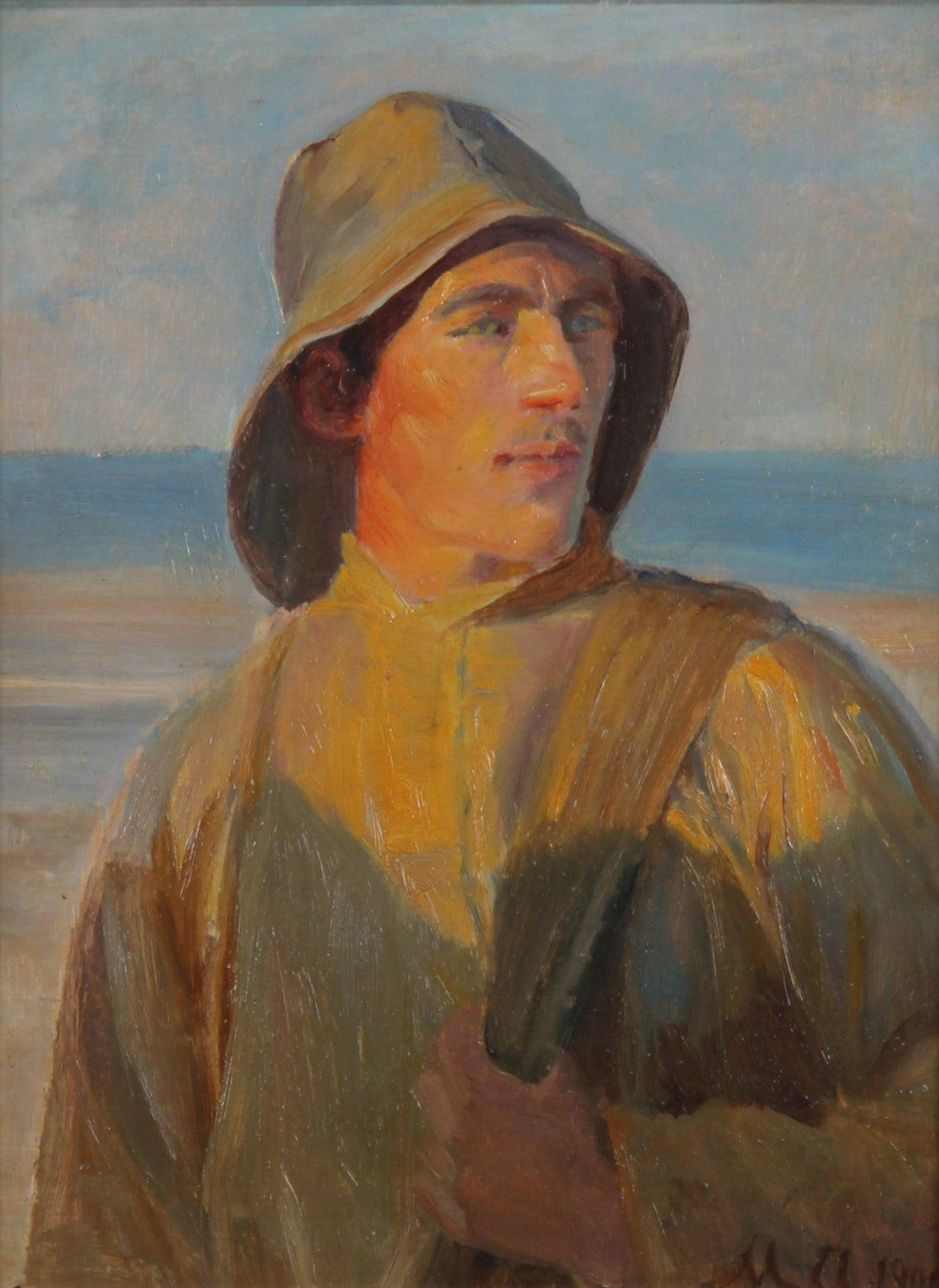 Portrait d’un jeune pêcheur avec un ciré. 1900. - Michael Peter Ancher - Alpha Reproduction