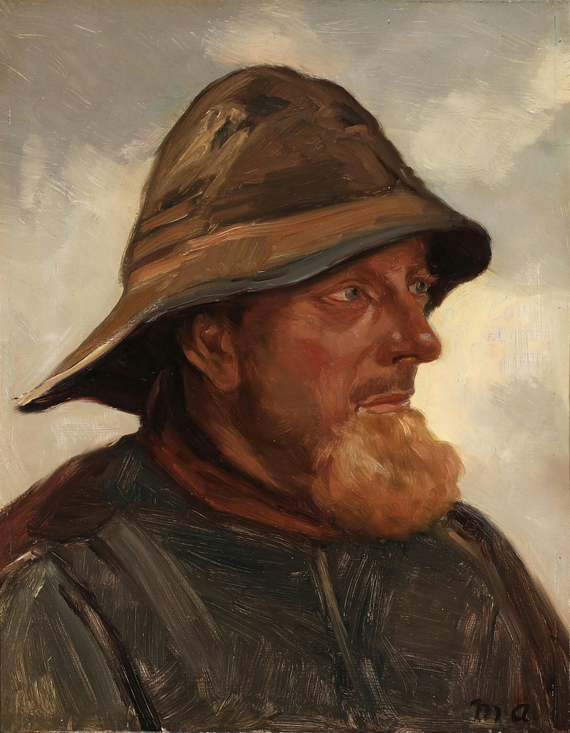Un pêcheur de Skagen. 37 x 29 cm. - Michael Peter Ancher