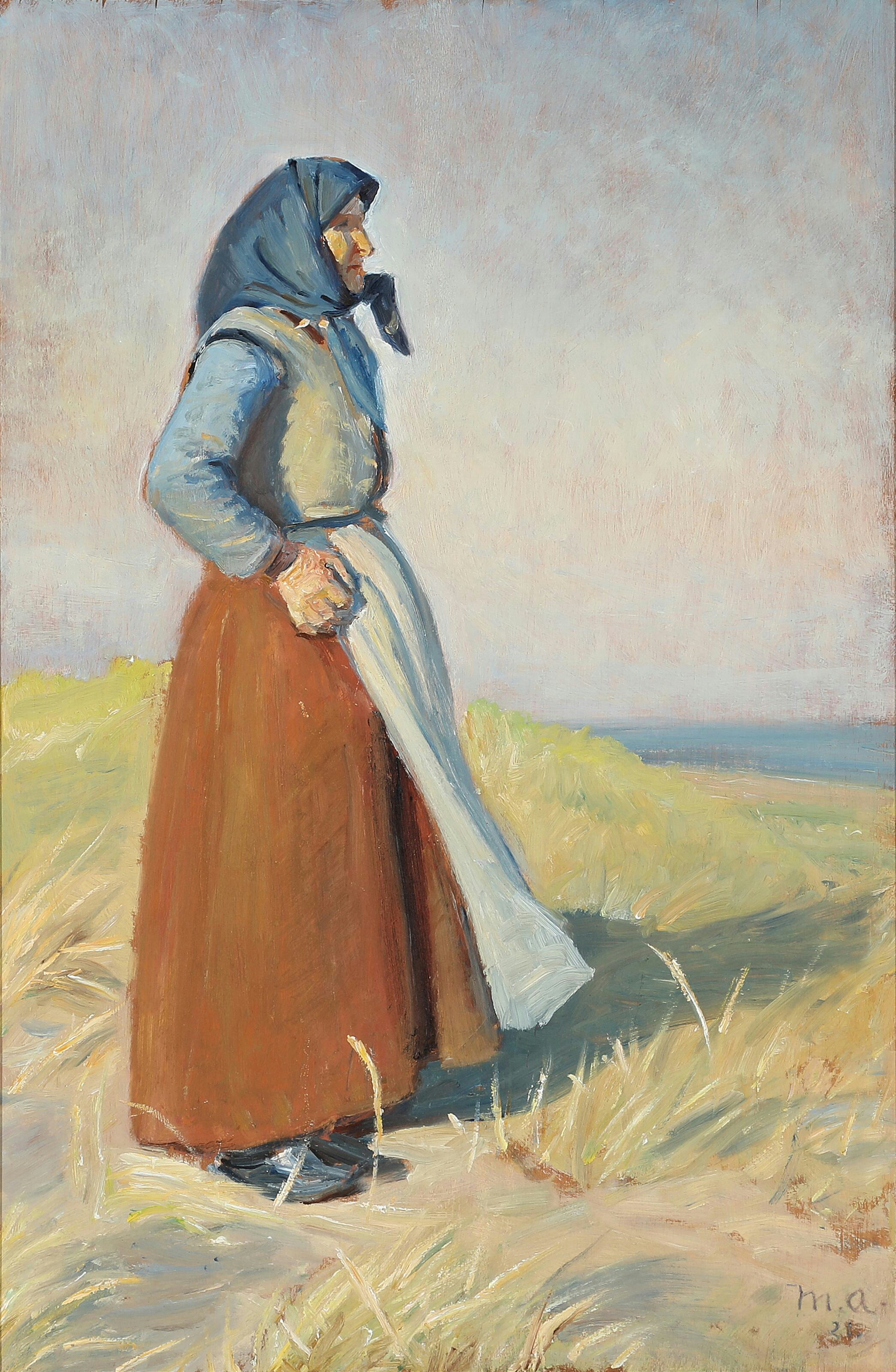 Une femme de Skagen sur les dunes. - Michael Peter Ancher