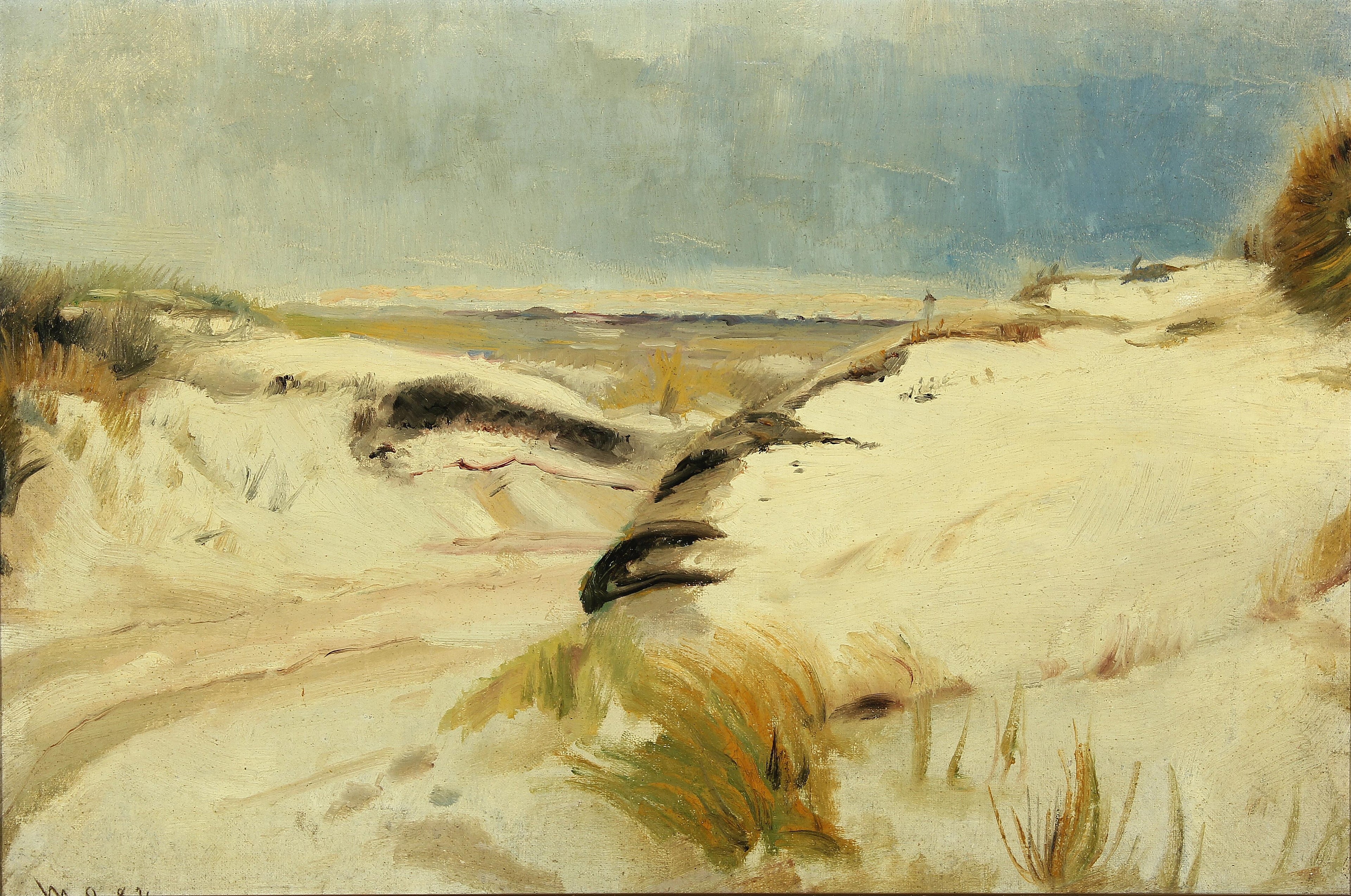 Une route traversant les dunes et un phare au loin. - Michael Peter Ancher - Alpha Reproduction