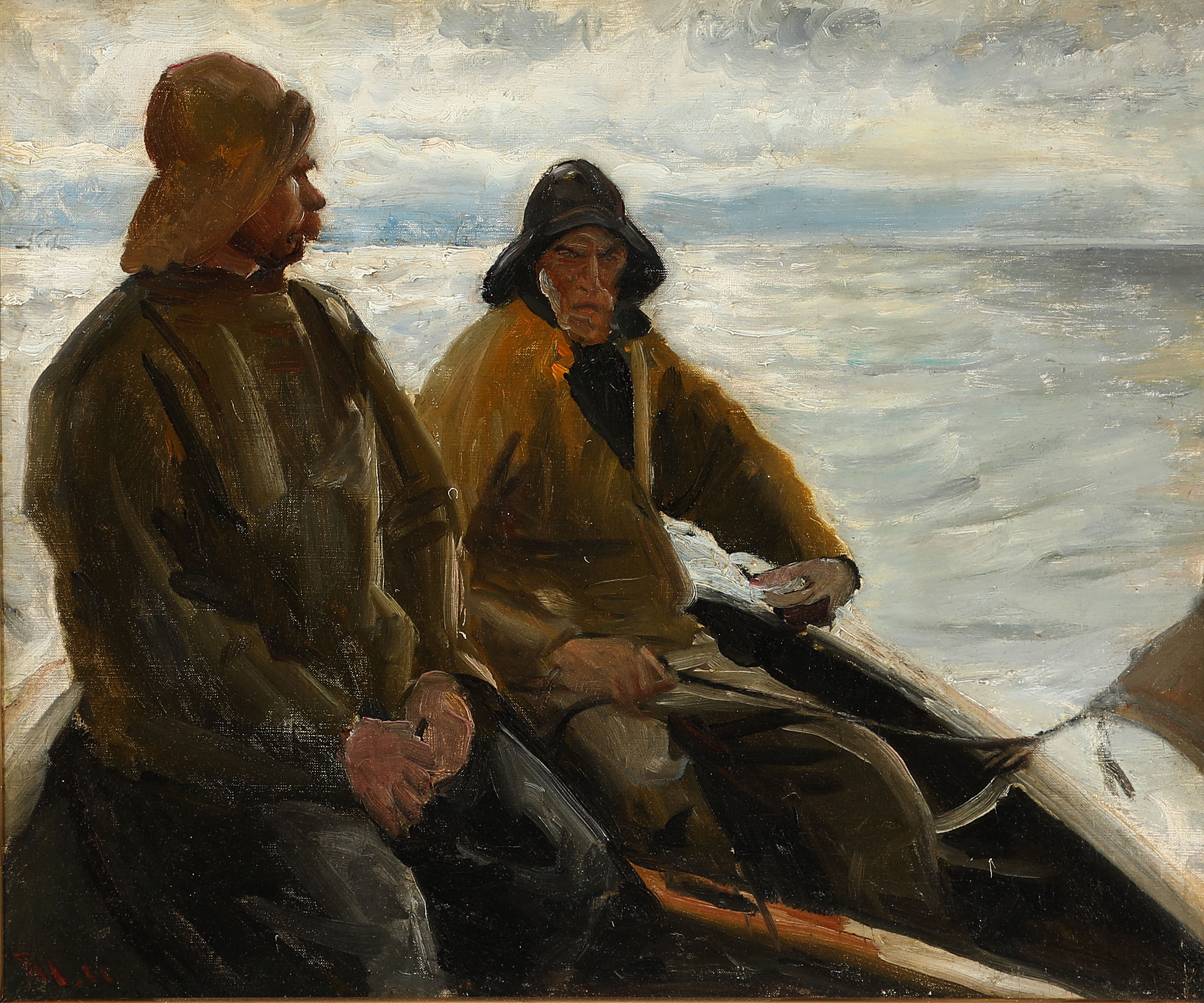 Deux pêcheurs de Skagen dans une barque à rames au crépuscule. - Michael Peter Ancher - Alpha Reproduction