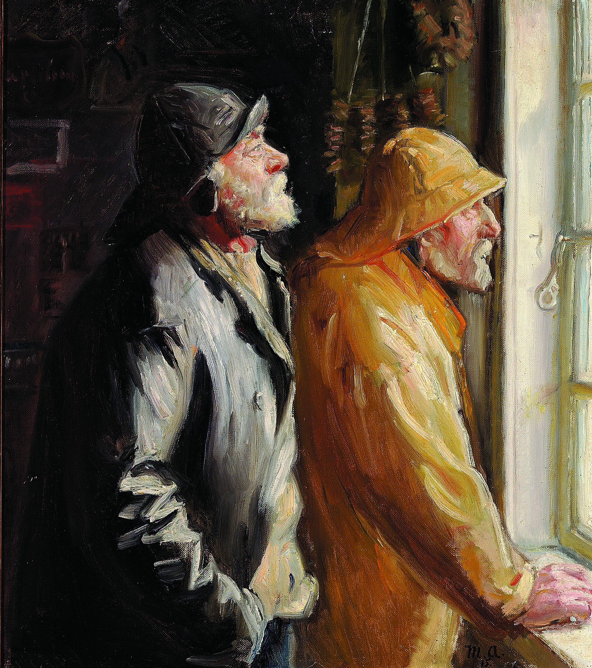 Deux pêcheurs de Skagen à la fenêtre d'une épicerie (étude) - Michael Peter Ancher