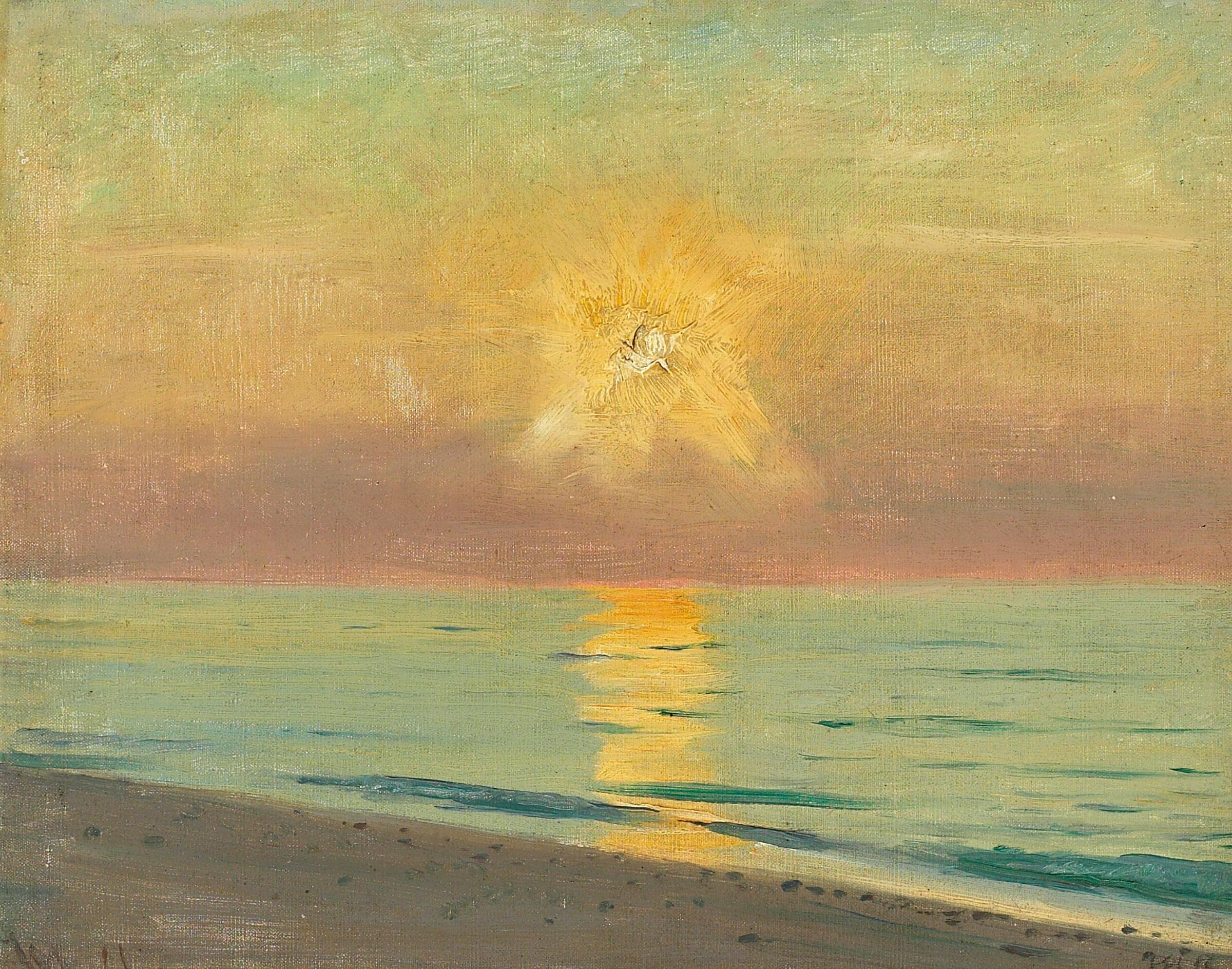 Une scène de soirée avec vue sur l’océan. - Michael Peter Ancher - Alpha Reproduction