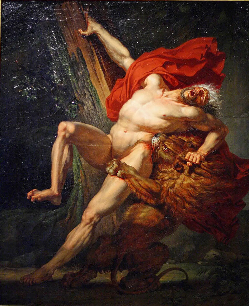 Милон из Кротона, желая проверить свою силу, был удивлен и съеден львом - Шарль Мейнье