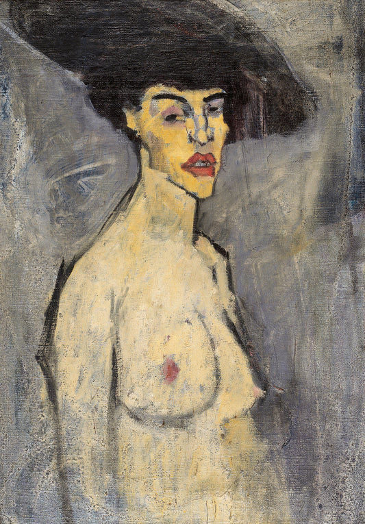 Reproduction du tableau « Nu au chapeau - Amedeo Modigliani » par Alpha Reproduction en peinture à l’huile