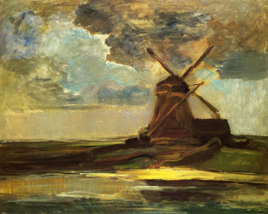 Reproduction du tableau « Moulin à vent au Gein - Piet Mondrian » par Alpha Reproduction en peinture à l’huile