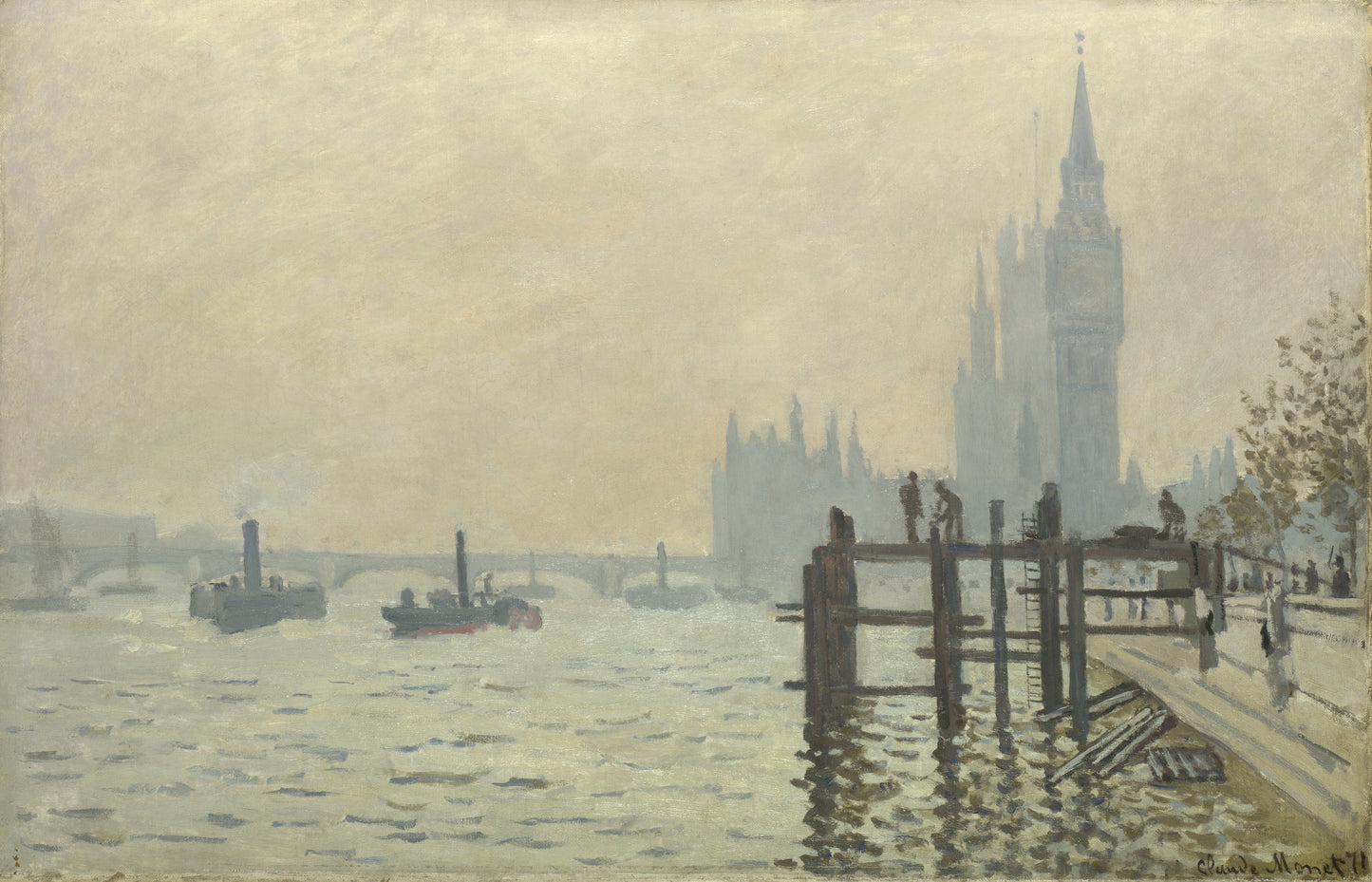 « Парламент в Лондоне, вид с Вестминстера » – Клод Моне (1871)