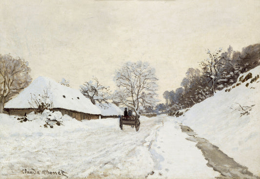 « Телега на заснеженной дороге в Гонфлёре » – Клод Моне (1865/1867)