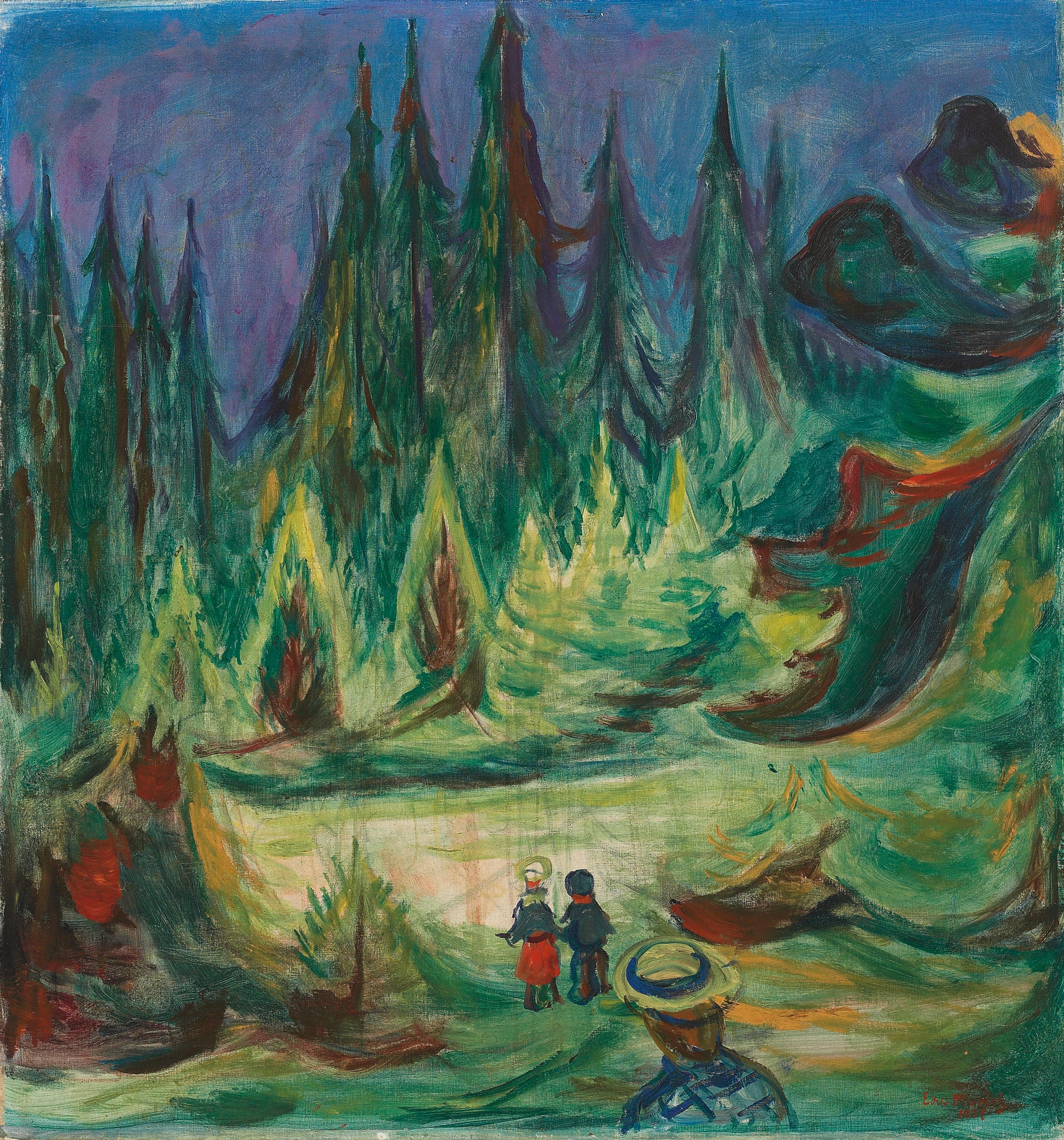 Reproduction du tableau « La Forêt enchantée - Edvard Munch » par Alpha Reproduction en peinture à l’huile