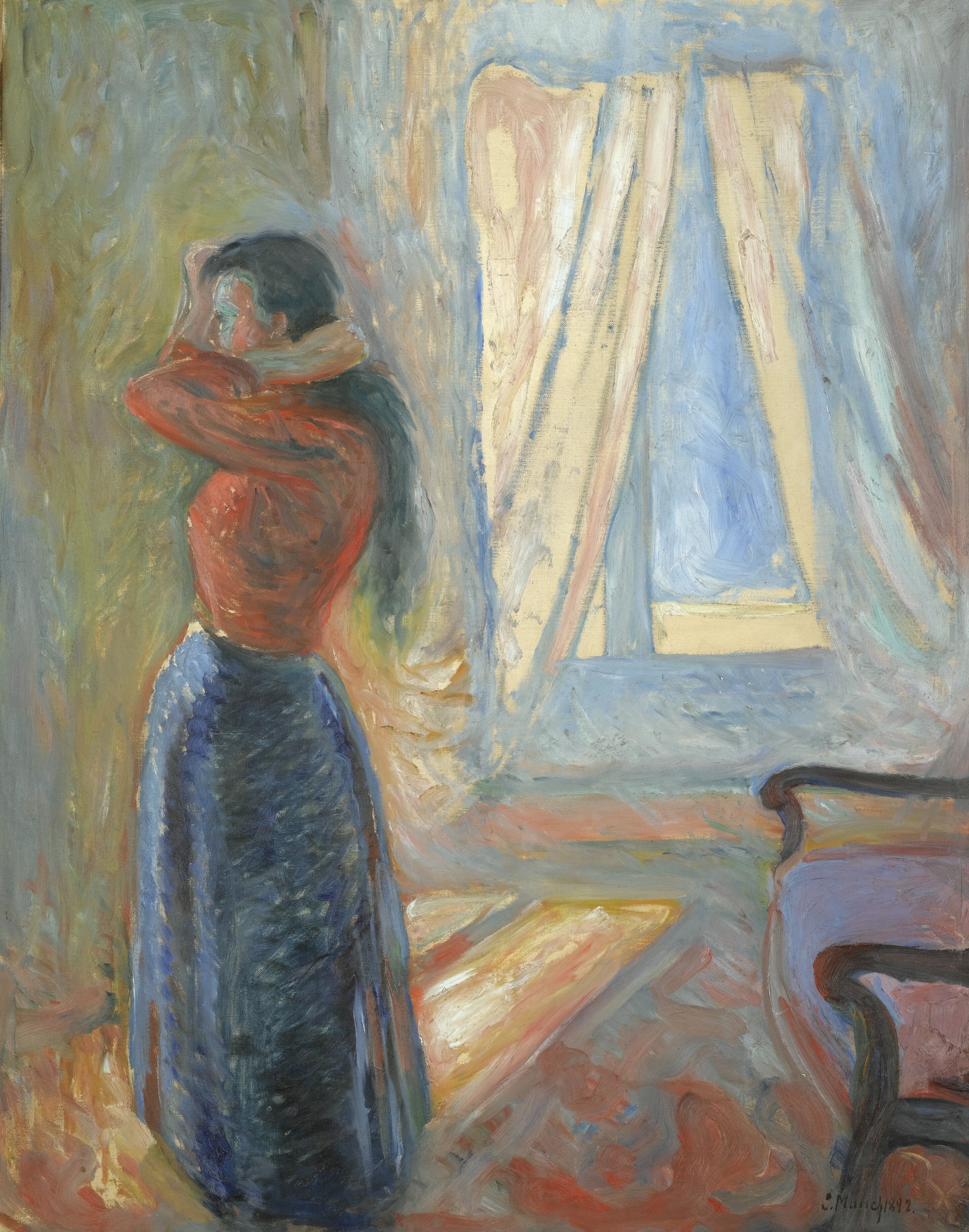 Reproduction du tableau « Femme regardant dans le miroir - Edvard Munch » par Alpha Reproduction en peinture à l’huile