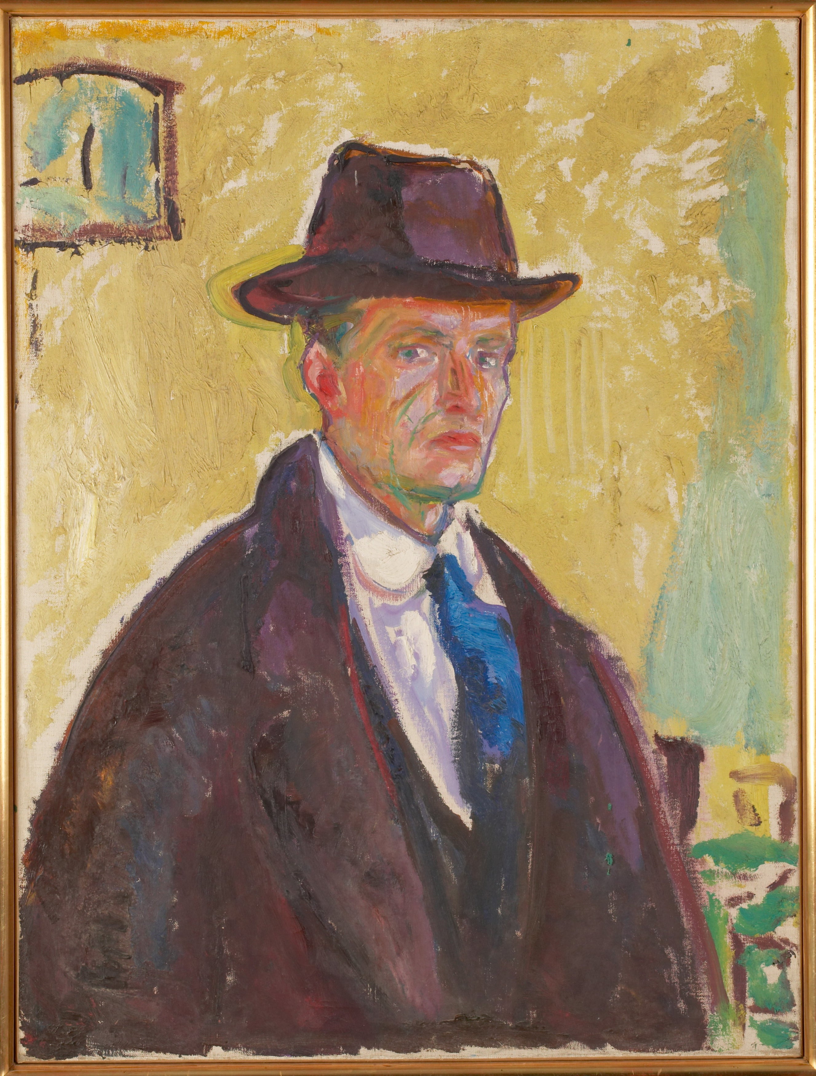Reproduction du tableau « Autoportrait au chapeau et au manteau - Edvard Munch » par Alpha Reproduction en peinture à l’huile