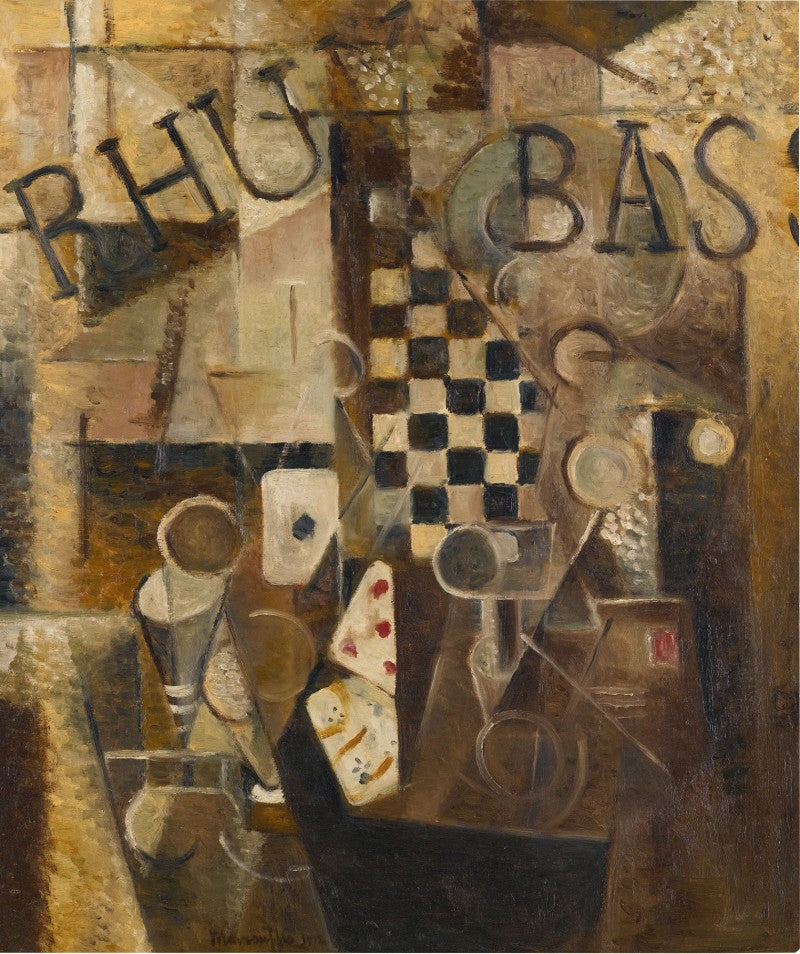 Nature morte à damier, rhum, basse - Louis Marcoussis