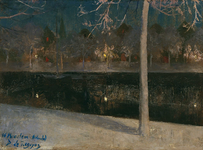Снежный пейзаж ночью. Харлемо - Дарио де Регойос