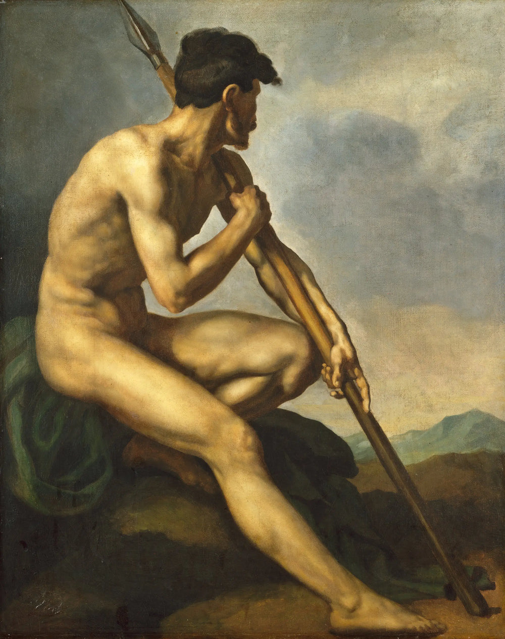Reproduction du tableau « Guerrier nu avec une lance - Théodore Géricault » par Alpha Reproduction en peinture à l’huile