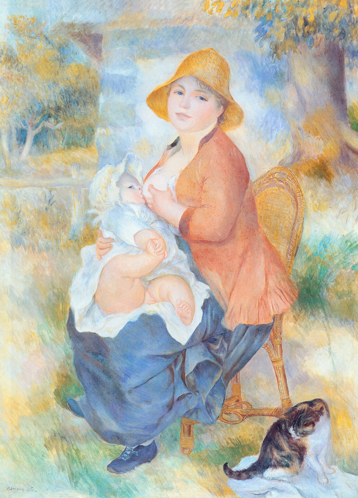 Reproduction du tableau « Aline Renoir allaitant son fils Pierre - Pierre-Auguste Renoir » par Alpha Reproduction en peinture à l’huile