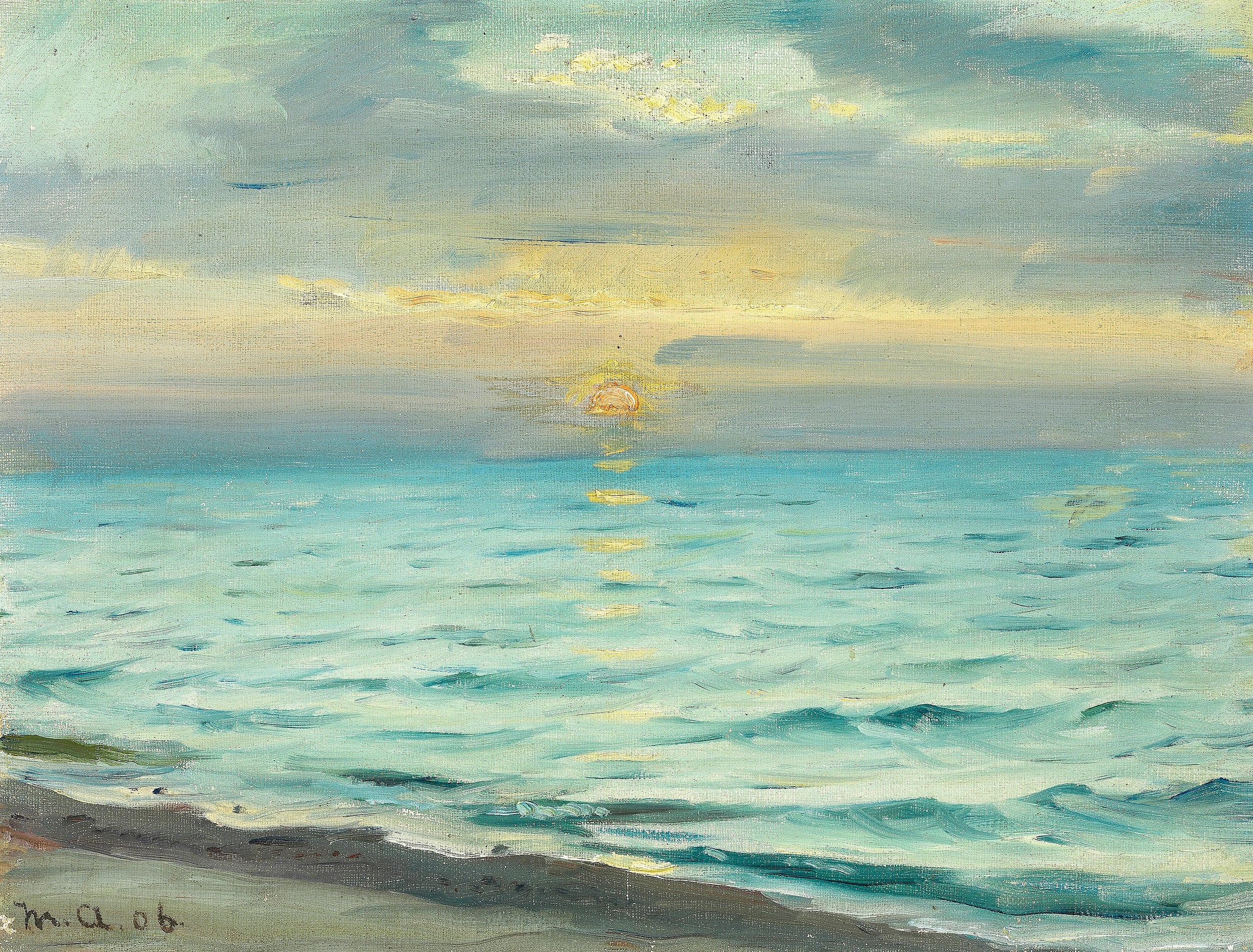 Coucher de soleil sur la plage de Skagen. - Michael Peter Ancher - Alpha Reproduction