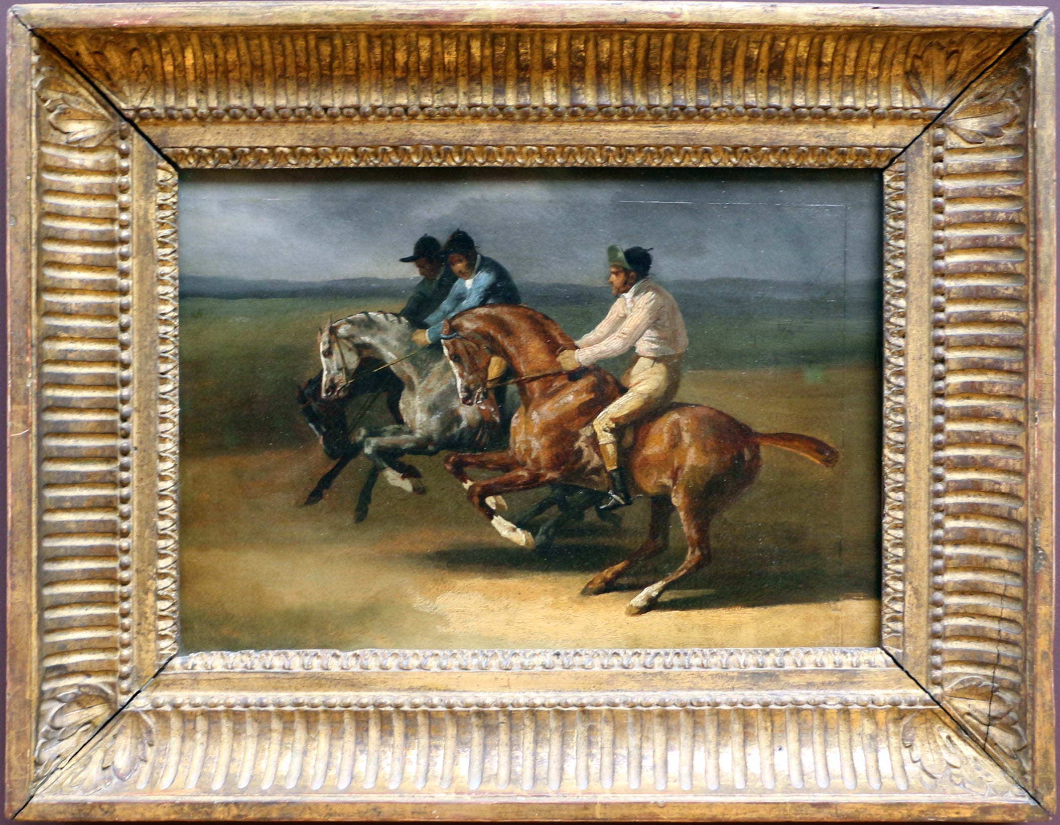 Reproduction du tableau « Course de chevaux montés - Théodore Géricault » par Alpha Reproduction en peinture à l’huile