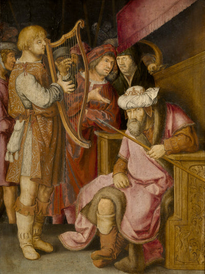 David jouant de la harpe pour Saul - Lucas van Leyden