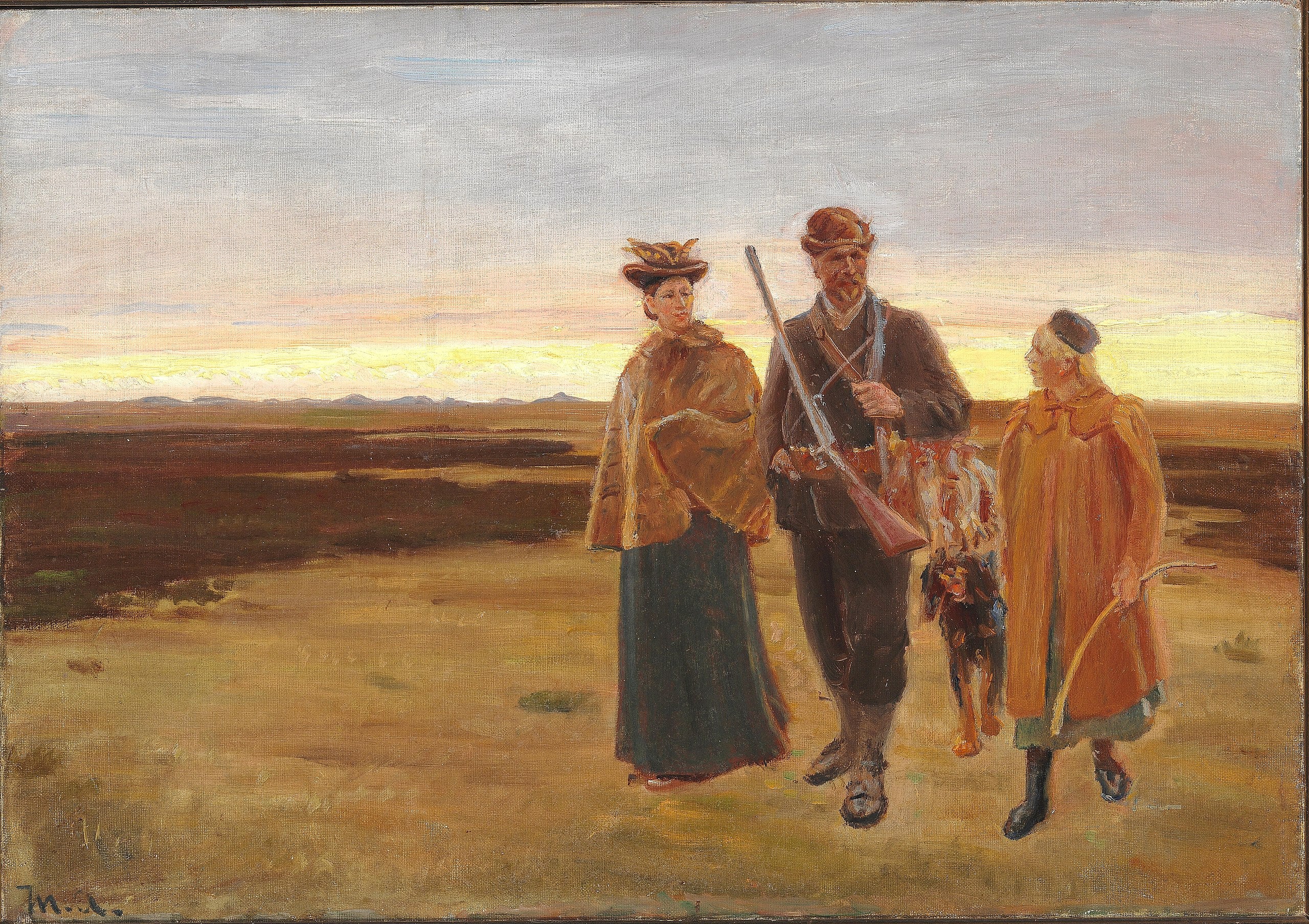 De retour de la chasse. Étudier. - Michael Peter Ancher