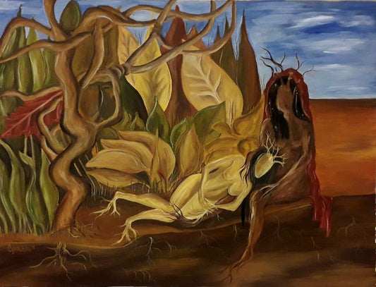 Reproduction du tableau « Deux nus dans une forêt - Frida Kahlo » par Alpha Reproduction en peinture à l’huile