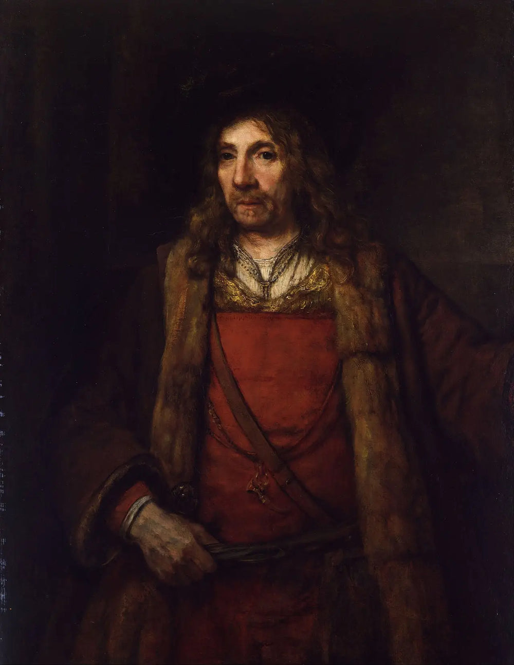 Reproduction du tableau « Homme dans un manteau doublé de fourrure - Rembrandt » par Alpha Reproduction en peinture à l’huile