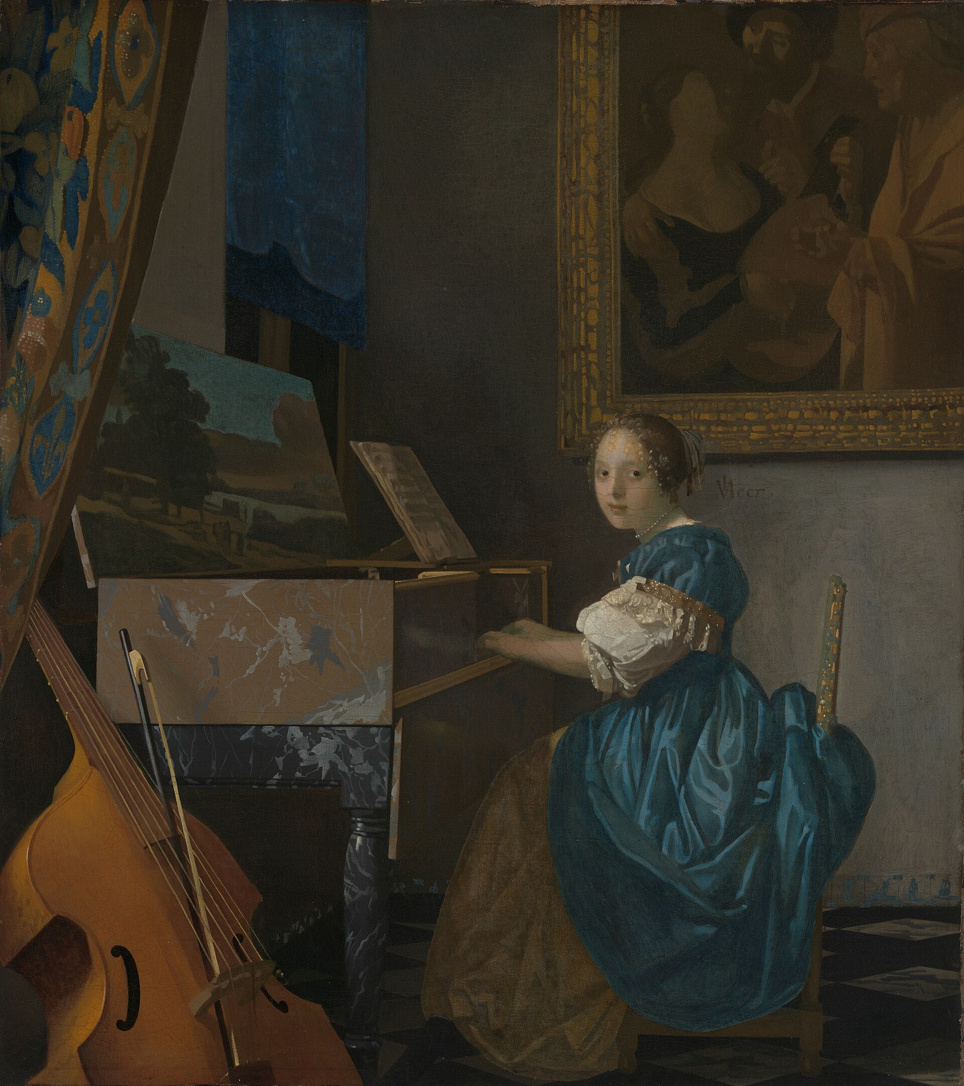 Reproduction du tableau « Jeune Femme jouant du virginal - Johannes Vermeer » par Alpha Reproduction en peinture à l’huile