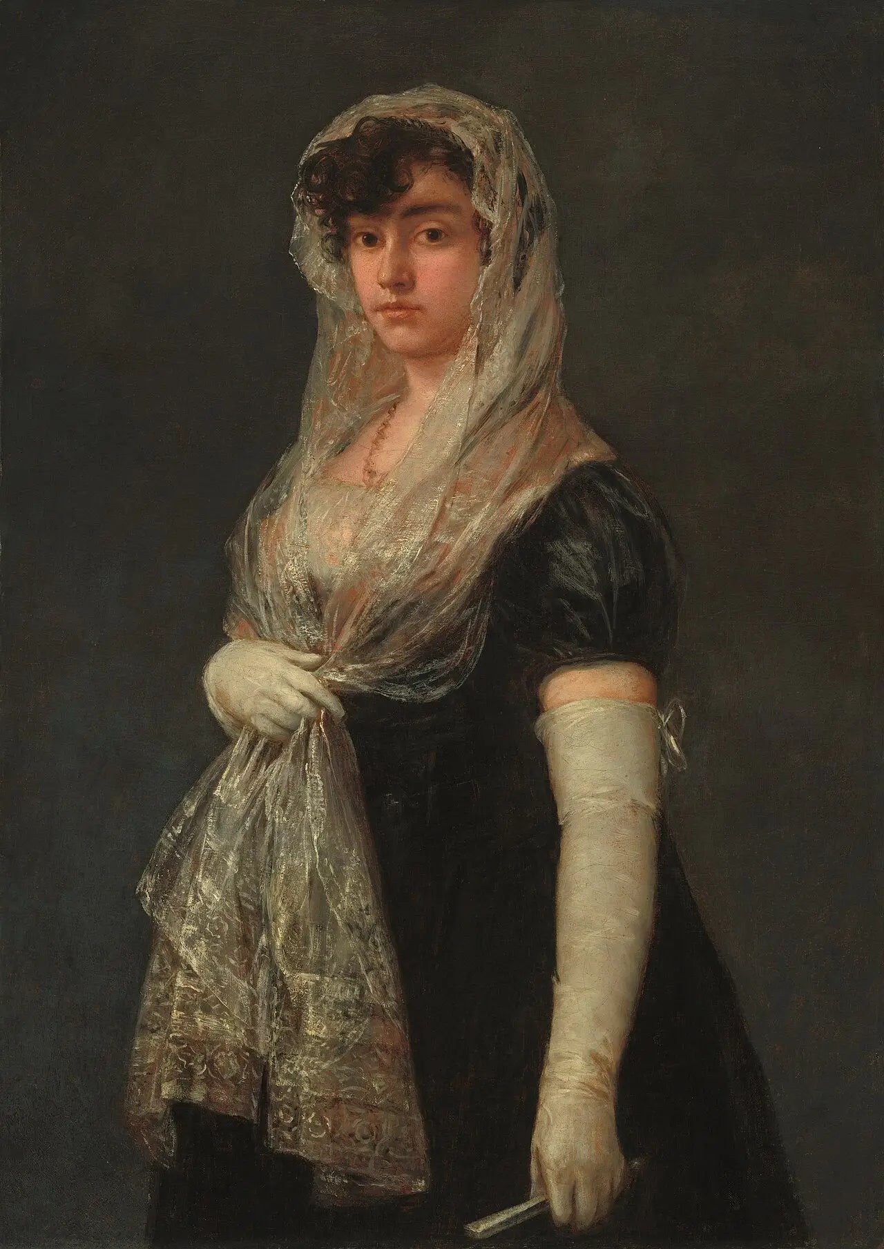 Reproduction du tableau « Jeune femme portant une mantille et une basquina - Francisco de Goya » par Alpha Reproduction en peinture à l’huile