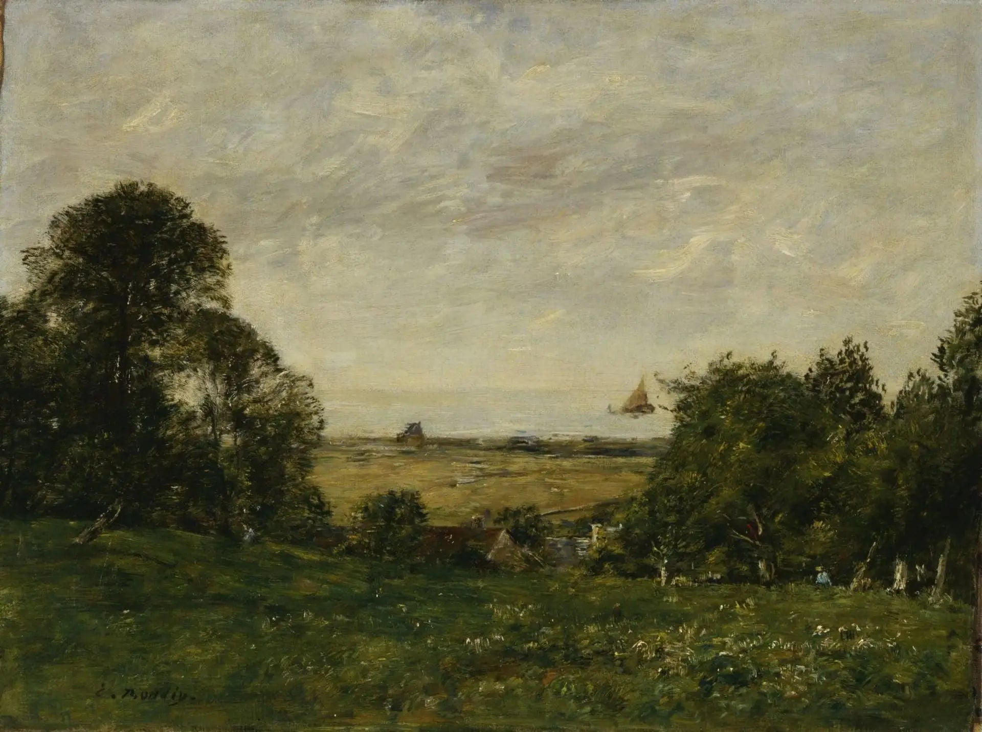 Reproduction du tableau « La Côte près de Trouville, vue des hauteurs - Eugène Boudin » par Alpha Reproduction en peinture à l’huile