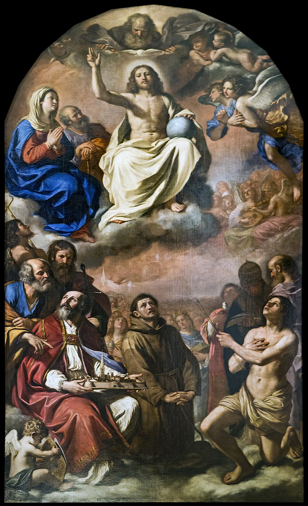 La Gloire de tous les saints. Les saints protecteurs de la ville de Modène - Guercino