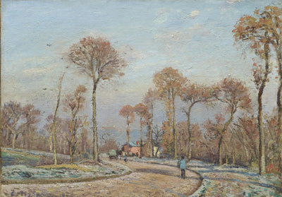 Reproduction du tableau « La Route de Versailles, Louveciennes : Gelée matinale - Camille Pissarro » par Alpha Reproduction en peinture à l’huile